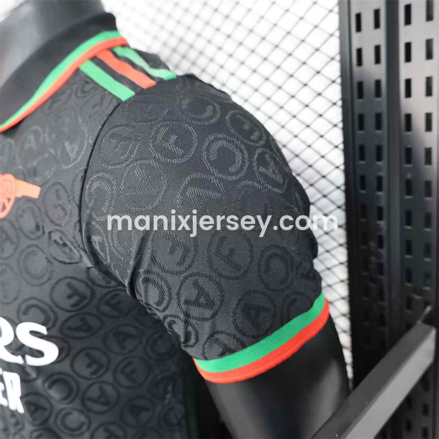 ManixJersey.com | Arsenal 25-26 Black POLO Letter Pattern Special Jersey - Player Version -Customize Name, Number and Patch | Worldwide Shipping