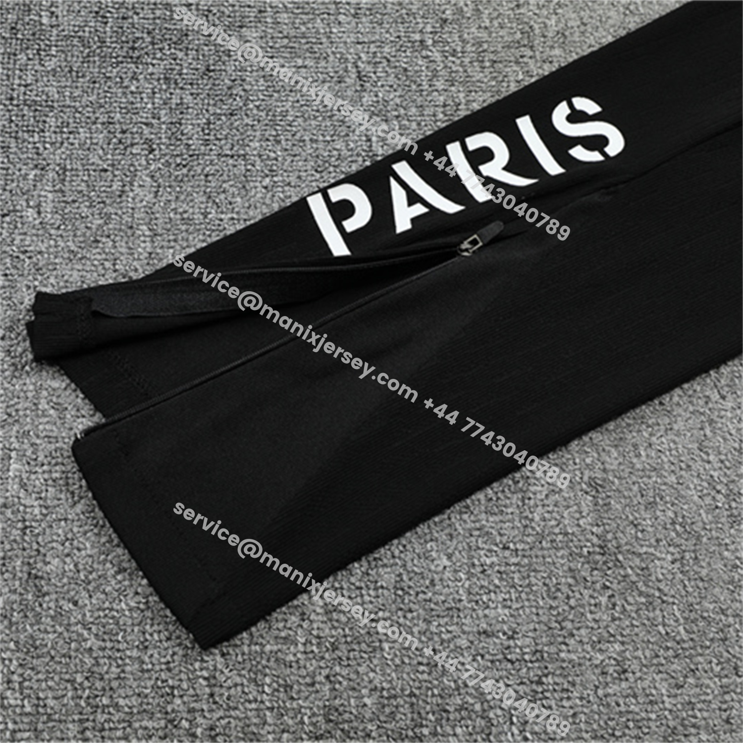 ManixJersey.com | Paris Saint-Germain PSG 25-26 Jordan Long Sleeve Training Set - Pure Black Top & Pants -Customize Name, Number and Patch | Worldwide Shipping