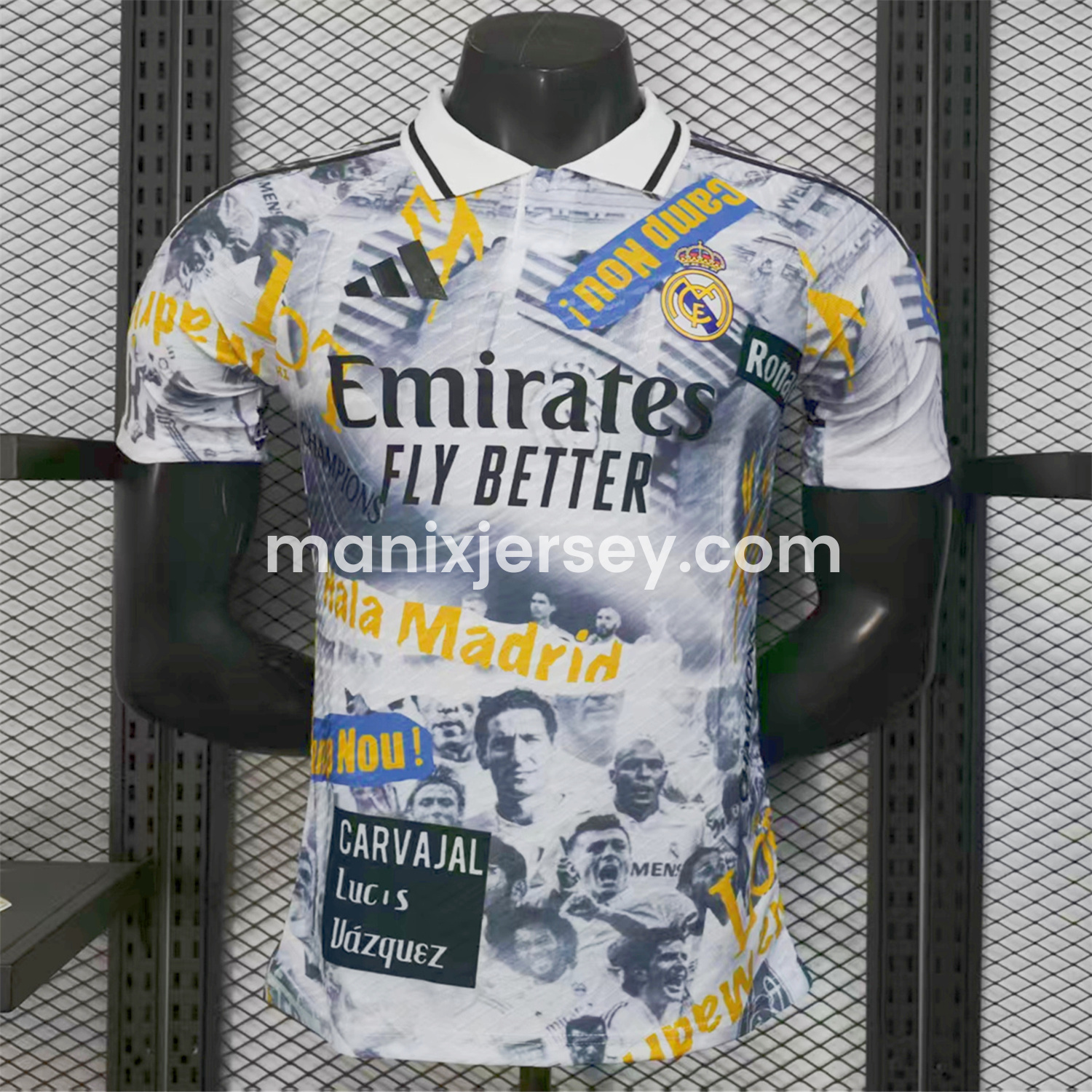 ManixJersey.com | Real Madrid 25-26 Capture Of Camp Nou POLO White Special Jersey - Player Version -Customize Name, Number and Patch | Worldwide Shipping