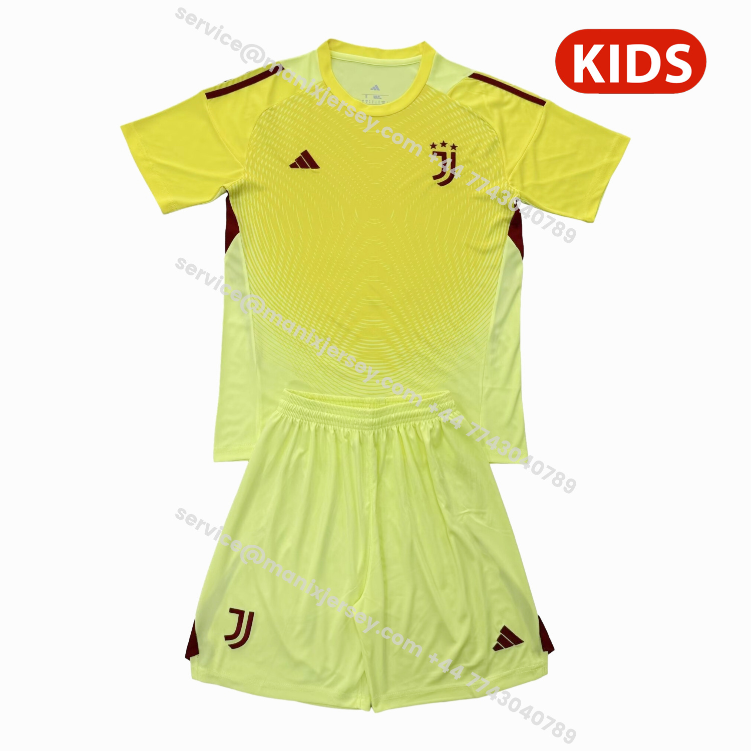 ManixJersey.com | Juventus 25-26 Yellow Goalkeeper Kids Kit -Customize Name, Number and Patch | Worldwide Shipping