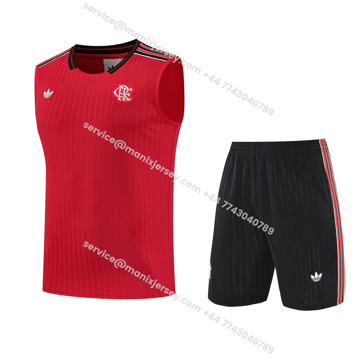 ManixJersey.com | Flamengo 25-26 Short-Sleeve Training Set - Red Vest & Black Shorts -Customize Name, Number and Patch | Worldwide Shipping