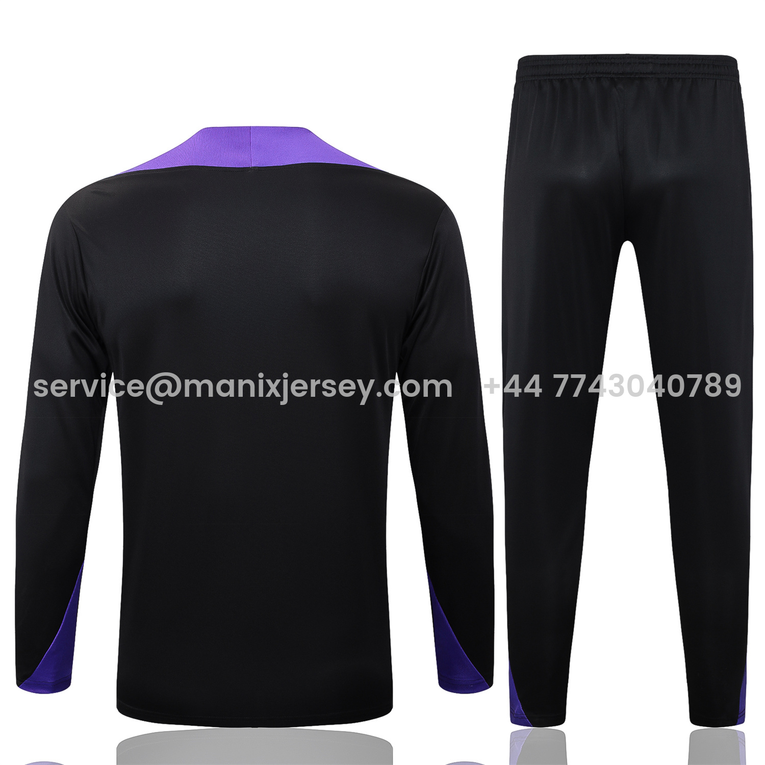 ManixJersey.com | Barcelona X KB 25-26 Long Sleeve Training Set - Black Top with Purple Badge and Black Pants -Customize Name, Number and Patch | Worldwide Shipping