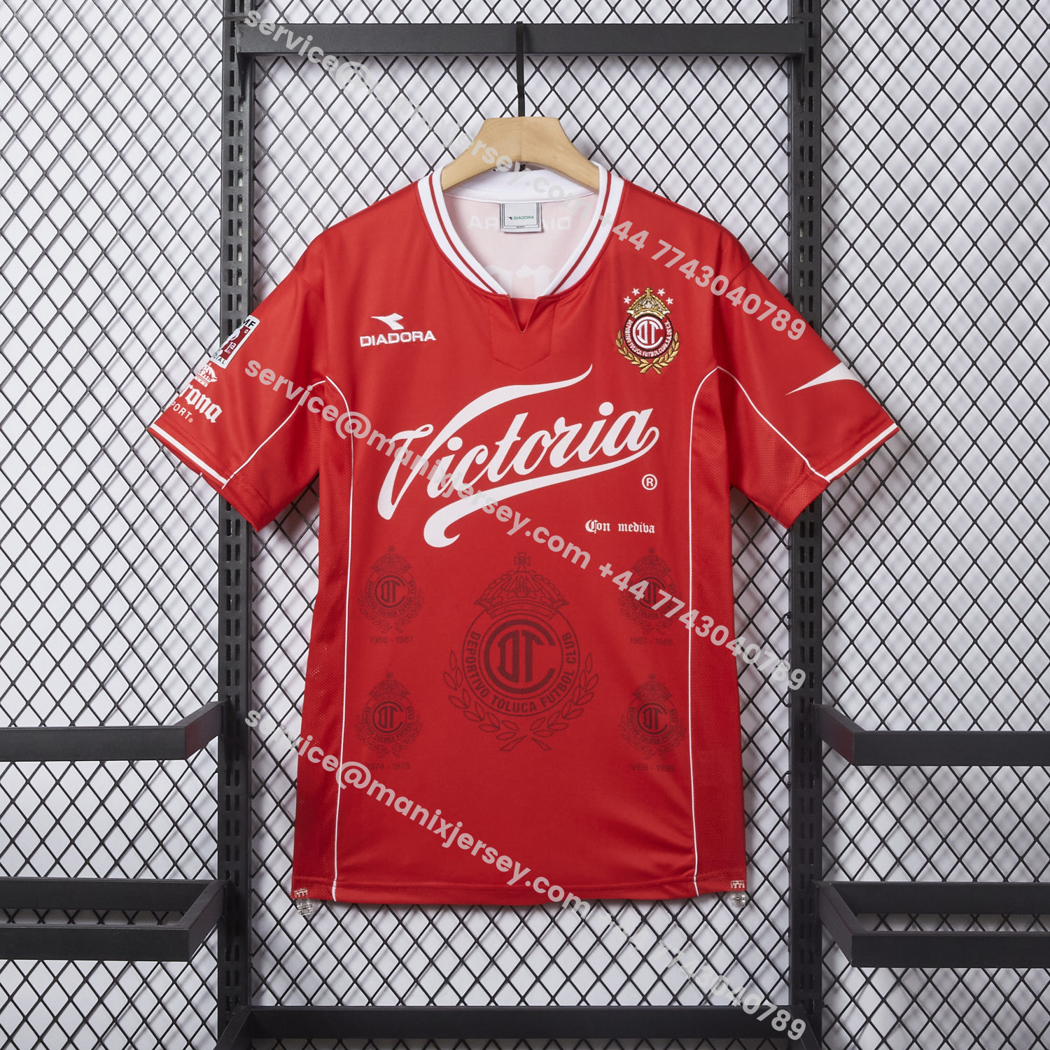 ManixJersey.com | Retro Toluca 1998-99 Home Red Jersey -Customize Name, Number and Patch | Worldwide Shipping