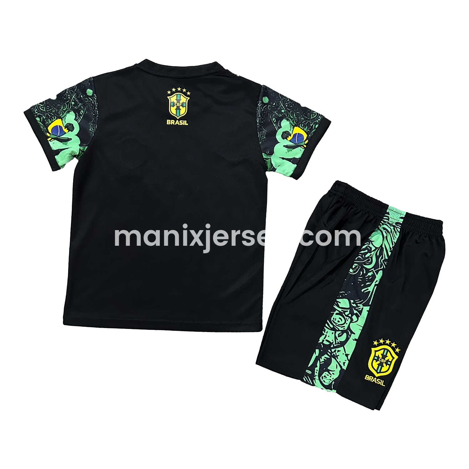 ManixJersey.com | Brazil 25-26 Christ the Redeemer Statue Kids Kit - Green -Customize Name, Number and Patch | Worldwide Shipping
