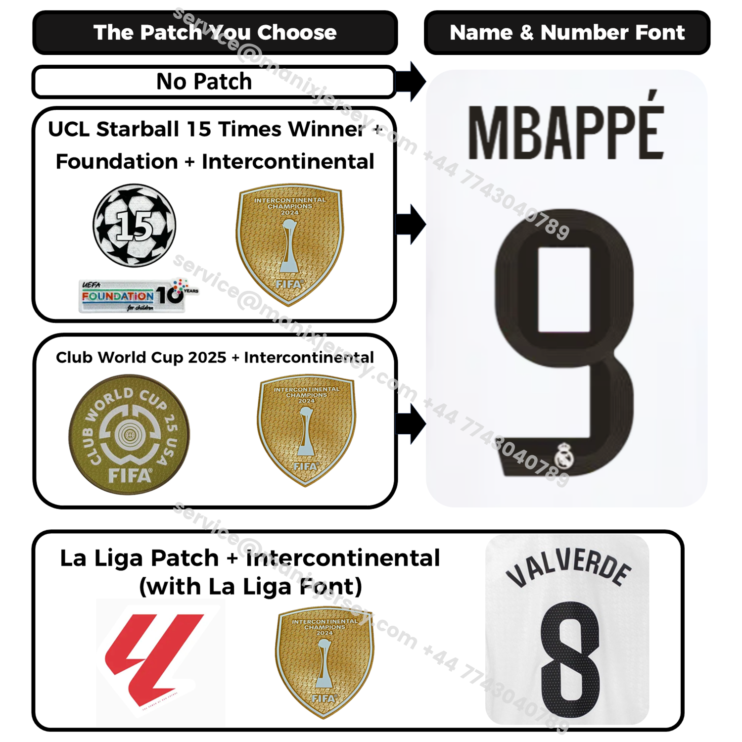 ManixJersey.com | Real Madrid 25-26 Away Long Sleeves Kids Kit - Fans Version -Customize Name, Number and Patch | Worldwide Shipping