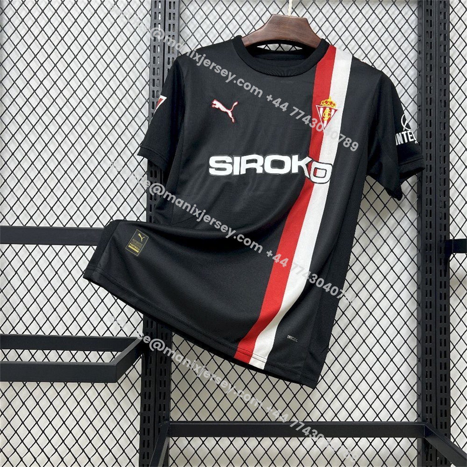 ManixJersey.com | Sporting Gijon 25-26 Away Black Jersey - Fans Version -Customize Name, Number and Patch | Worldwide Shipping