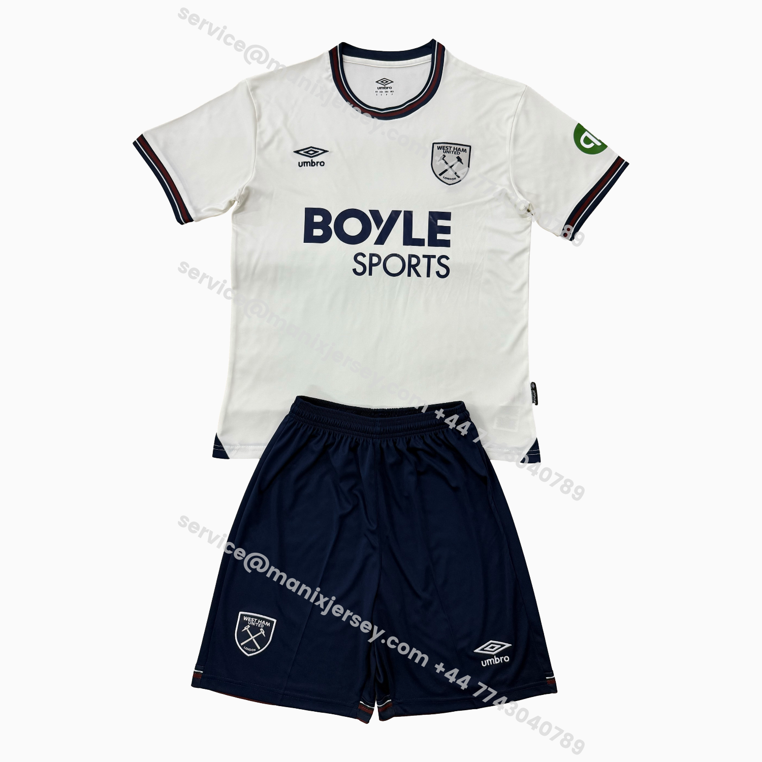 ManixJersey.com | West Ham United 25-26 Away Men's Adult Jersey Set - Fans Version -Customize Name, Number and Patch | Worldwide Shipping