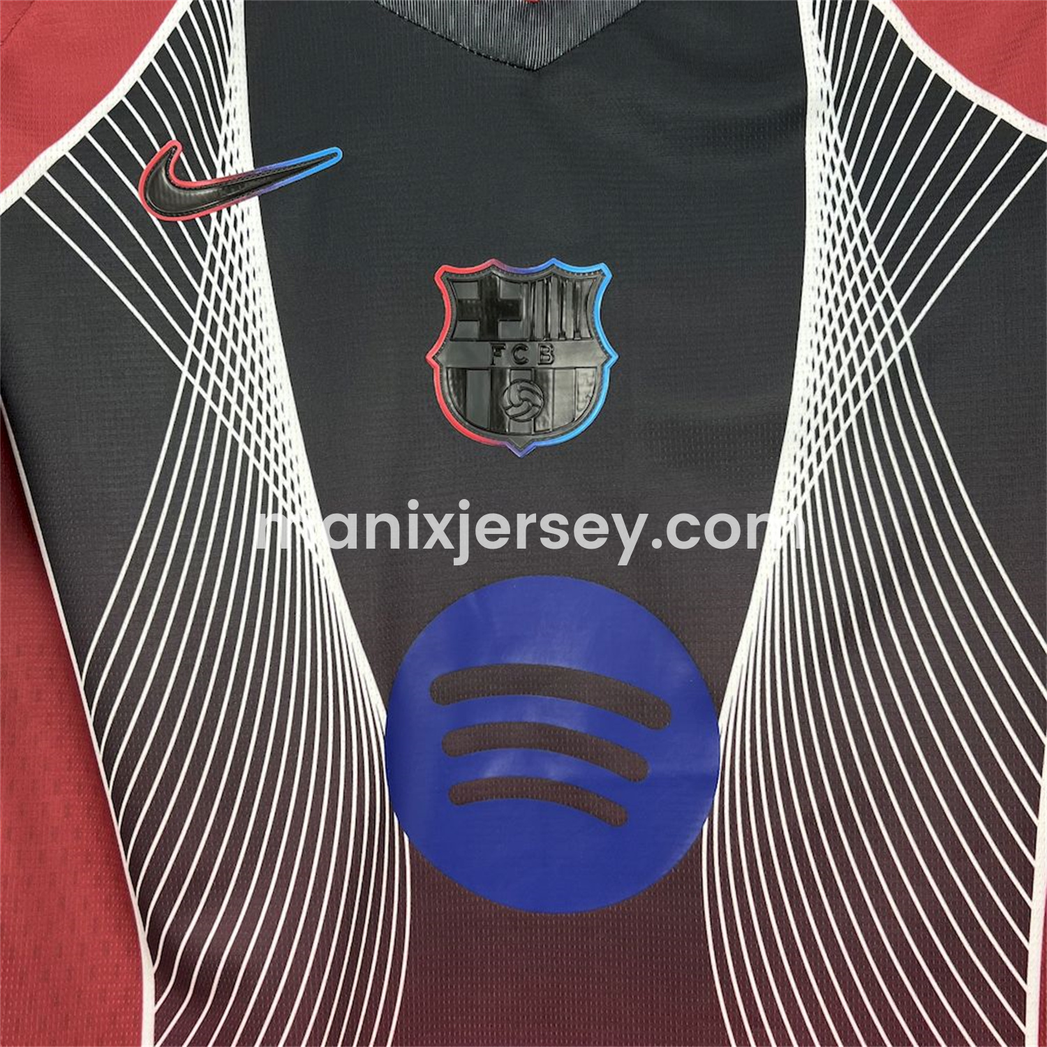 ManixJersey.com | Barcelona 25-26 T90 Red Black Gradient and White Lines Special Jersey - Fans Version -Customize Name, Number and Patch | Worldwide Shipping