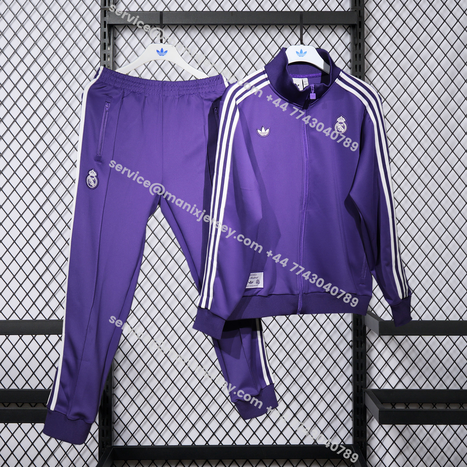 ManixJersey.com | Real Madrid 25-26 White Lines Training Set - Purple Top and Purple Pants -Customize Name, Number and Patch | Worldwide Shipping
