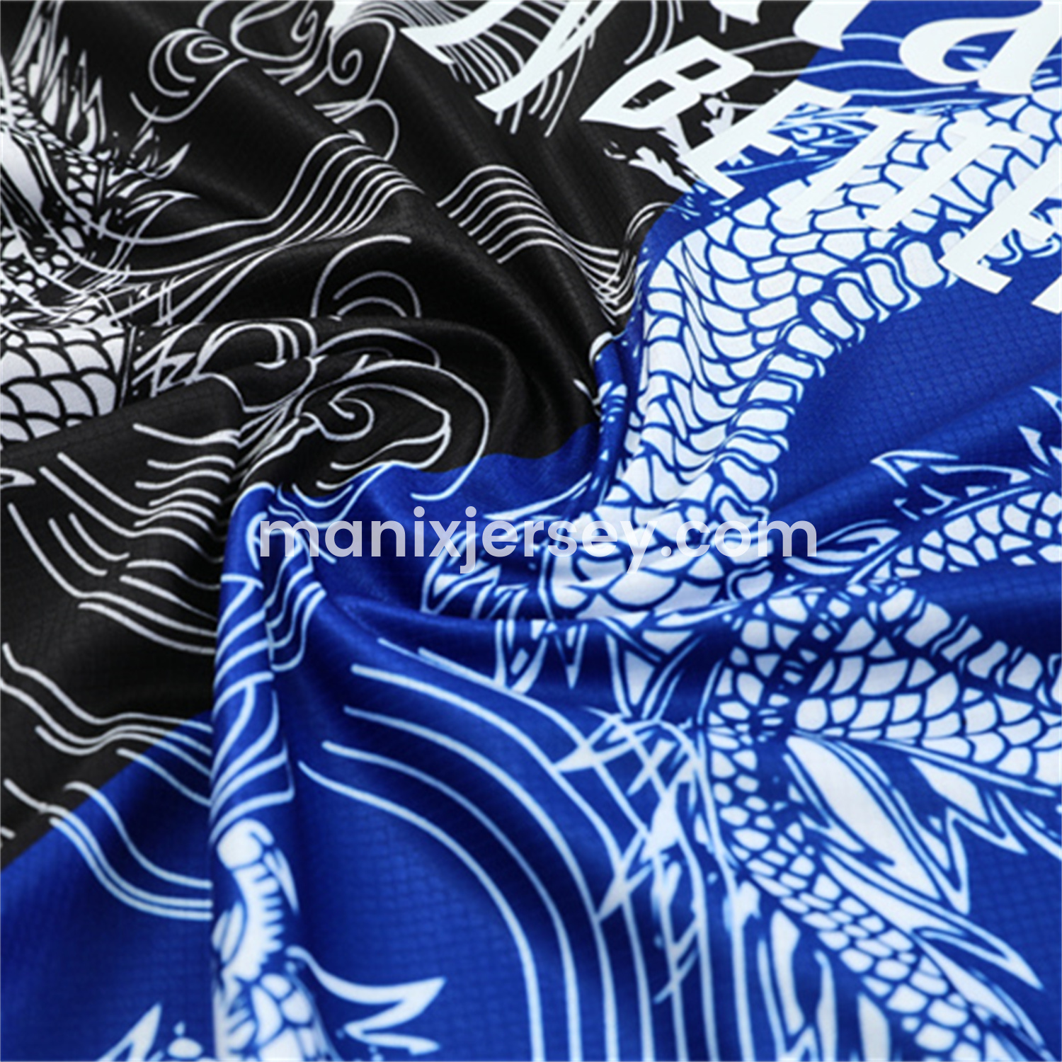 ManixJersey.com | Real Madrid 25-26 Kid Short-Sleeve Training Set - Blue Black Dragon Top & Black Shorts -Customize Name, Number and Patch | Worldwide Shipping