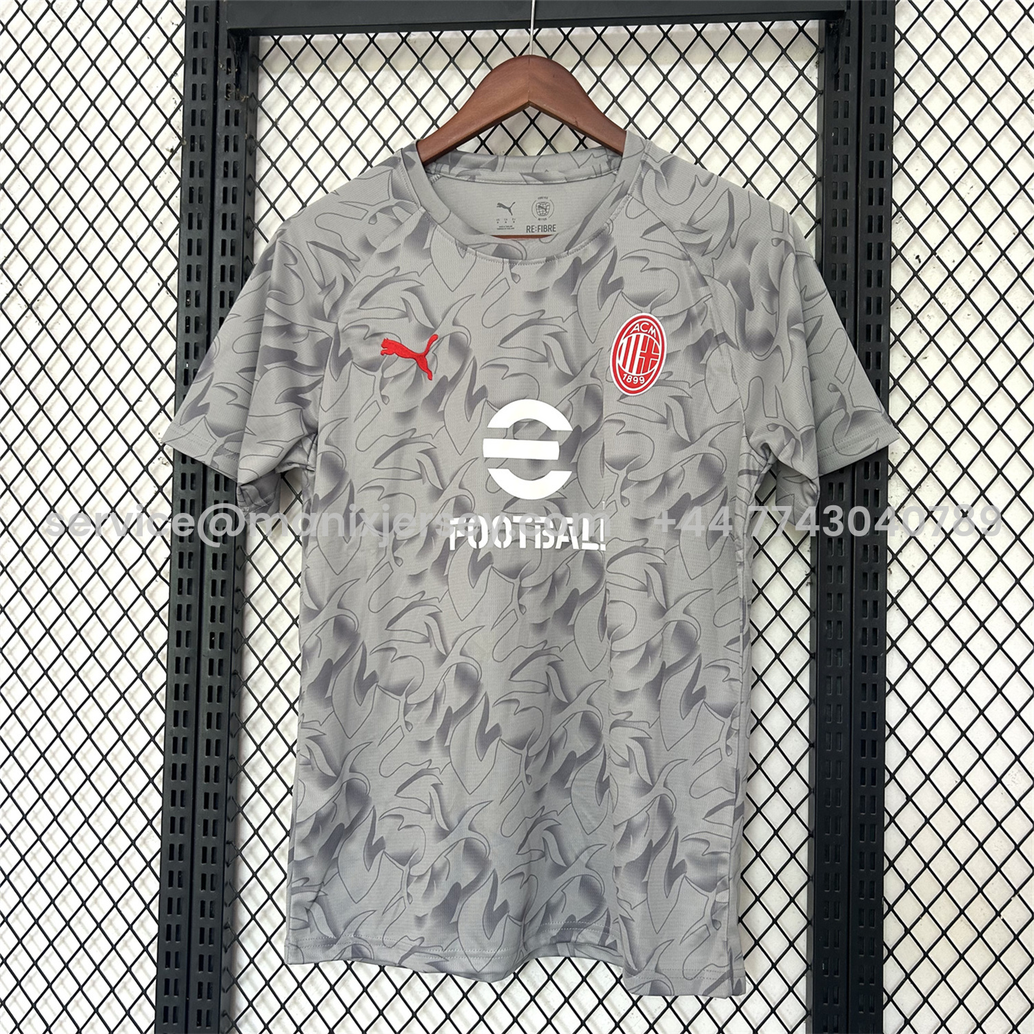 ManixJersey.com | AC Milan 25-26 Grey Pre-Match Training Jersey - Fans Version -Customize Name, Number and Patch | Worldwide Shipping