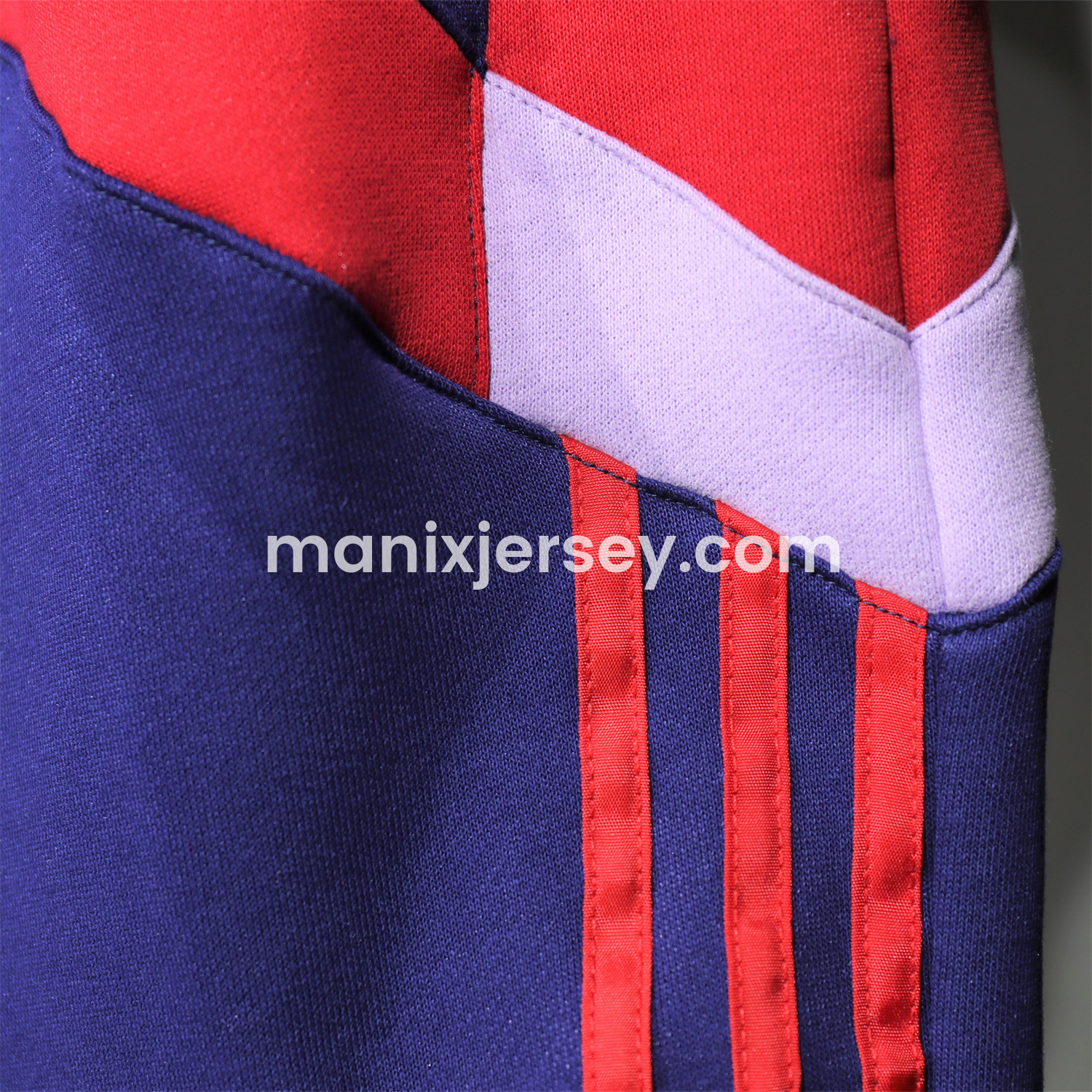 ManixJersey.com | Arsenal 2025 Fleece-Lined Training Hoodie Set - Purple & Red Hoodie + Pants -Customize Name, Number and Patch | Worldwide Shipping