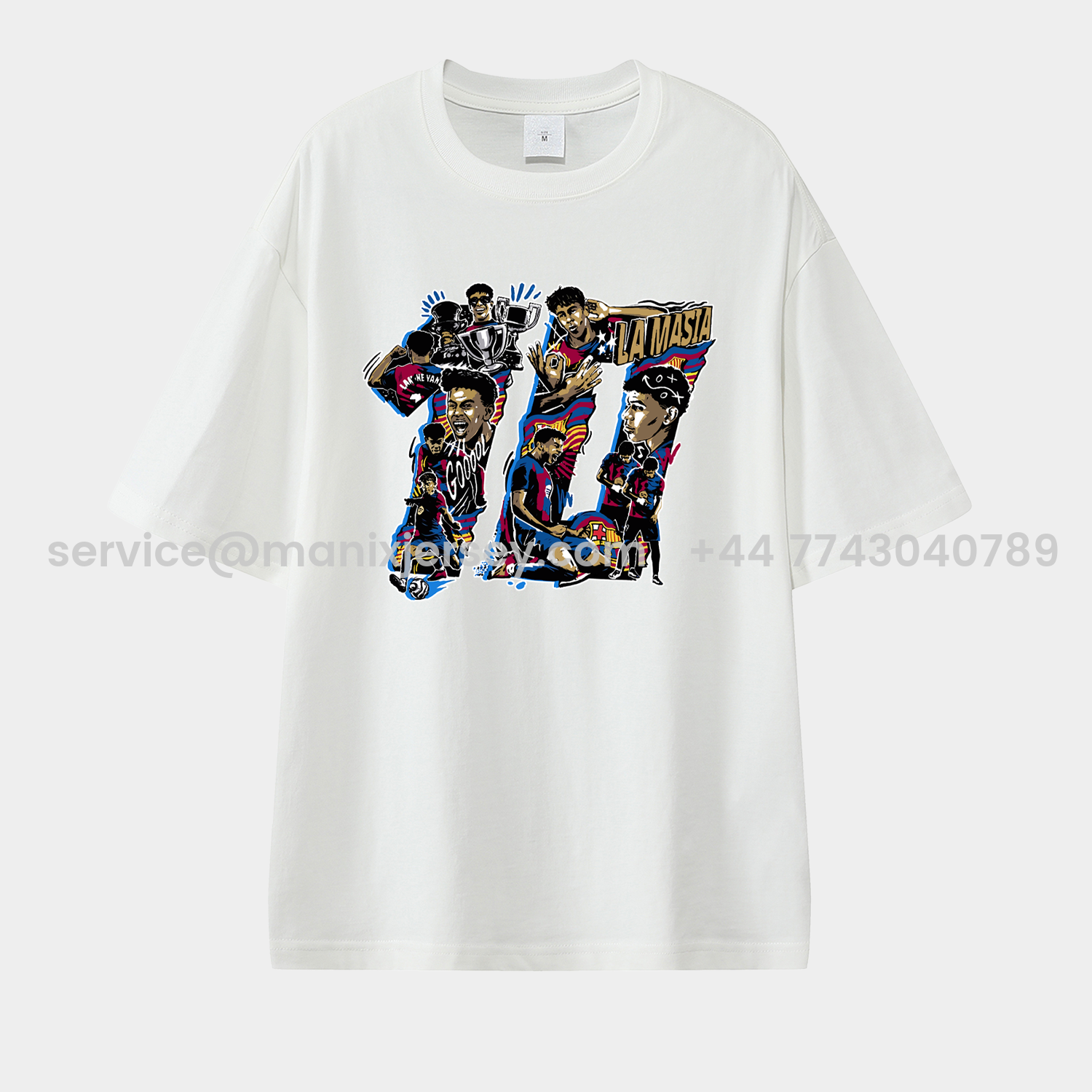 ManixJersey.com | LAMINE YAMAL - Barcelona No. 10 Glories Collage 2025 Unisex Pure Cotton T-shirt -Customize Name, Number and Patch | Worldwide Shipping