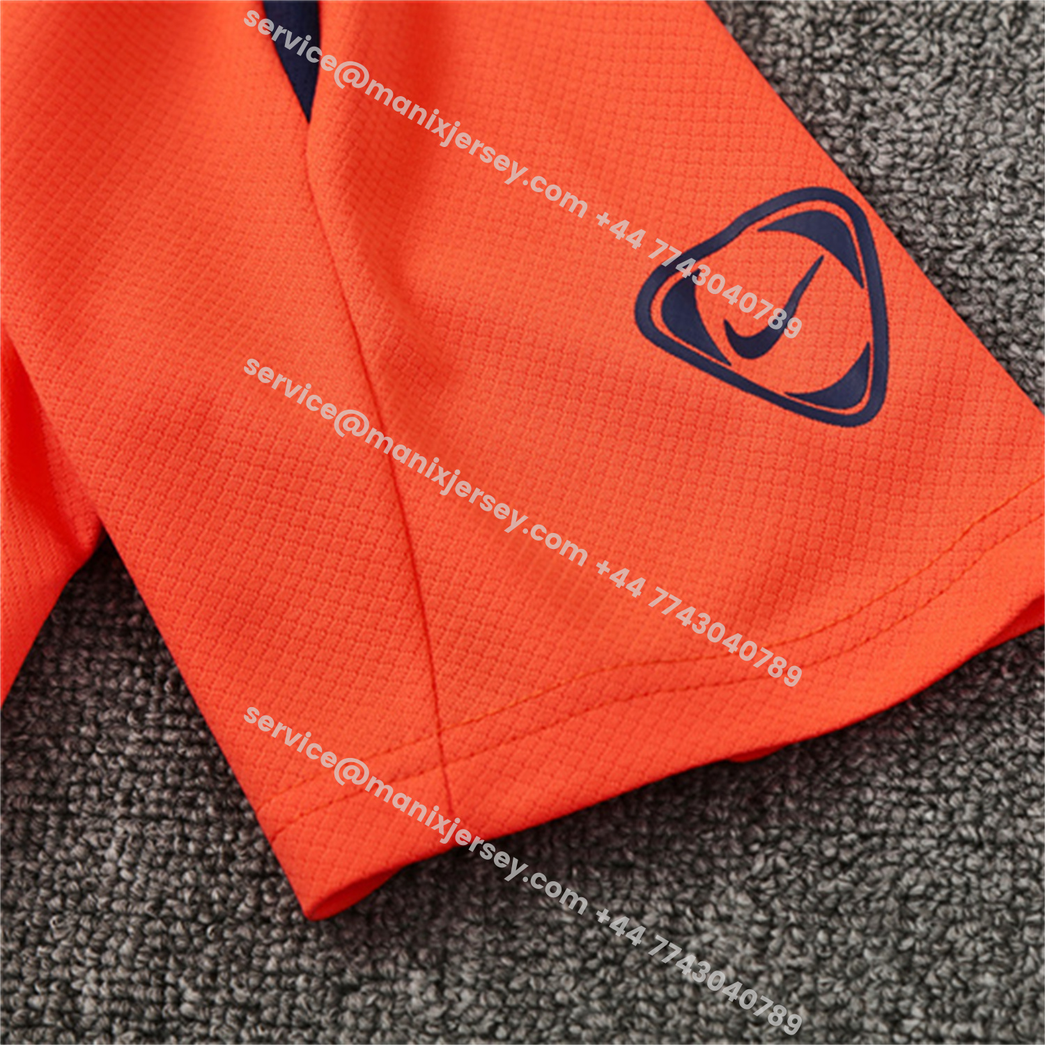 ManixJersey.com | Barcelona 25-26 Short-Sleeve Training Set - Orange Top Royal Blue Sponsor& Royal Blue Shorts -Customize Name, Number and Patch | Worldwide Shipping