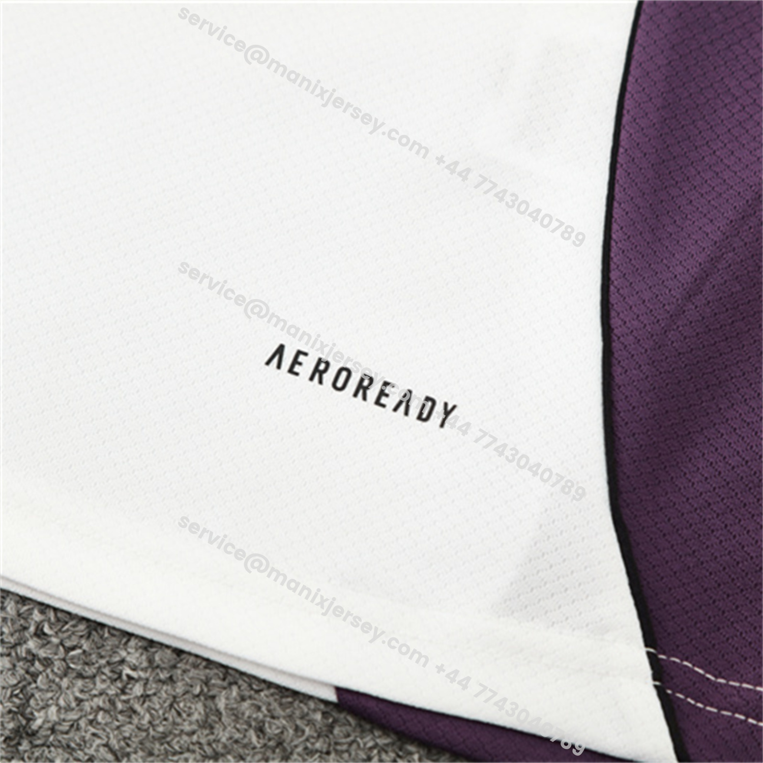 ManixJersey.com | Manchester United 25-26 Short-Sleeve Training Set - White Purple Top & Black Shorts -Customize Name, Number and Patch | Worldwide Shipping