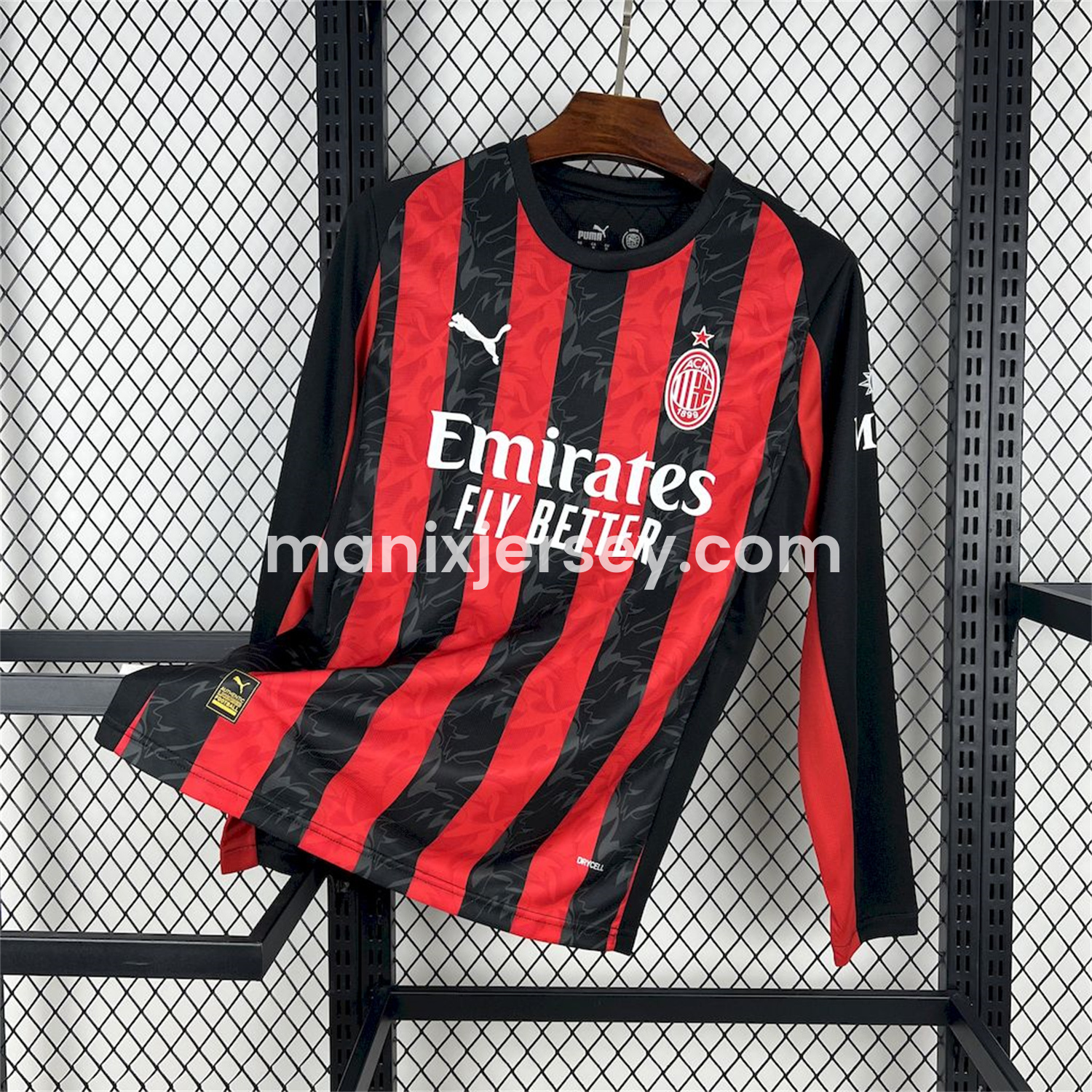 ManixJersey.com | AC Milan 25-26 Home Long Sleeves Jersey - Fans Version -Customize Name, Number and Patch | Worldwide Shipping