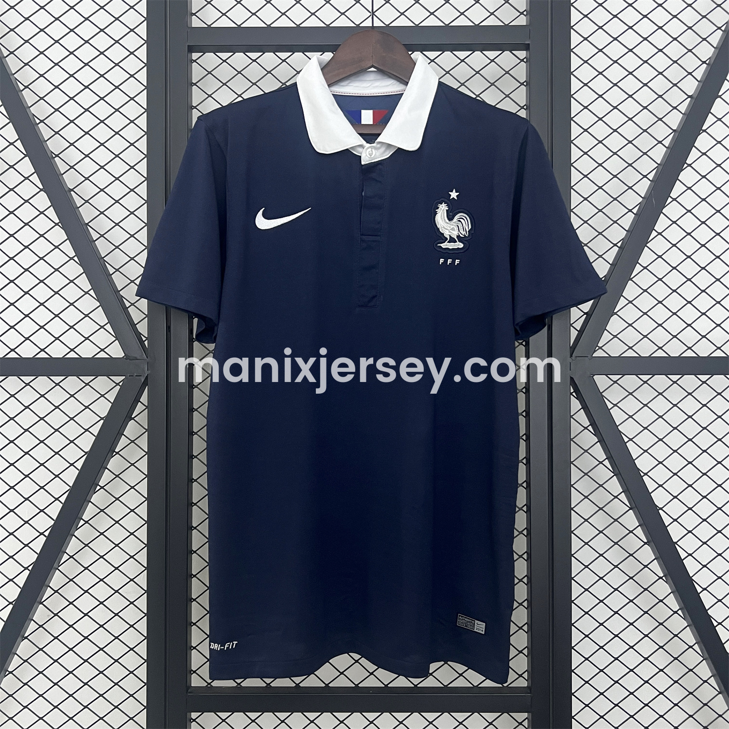 ManixJersey.com | Retro France 2014 Home Jersey -Customize Name, Number and Patch | Worldwide Shipping