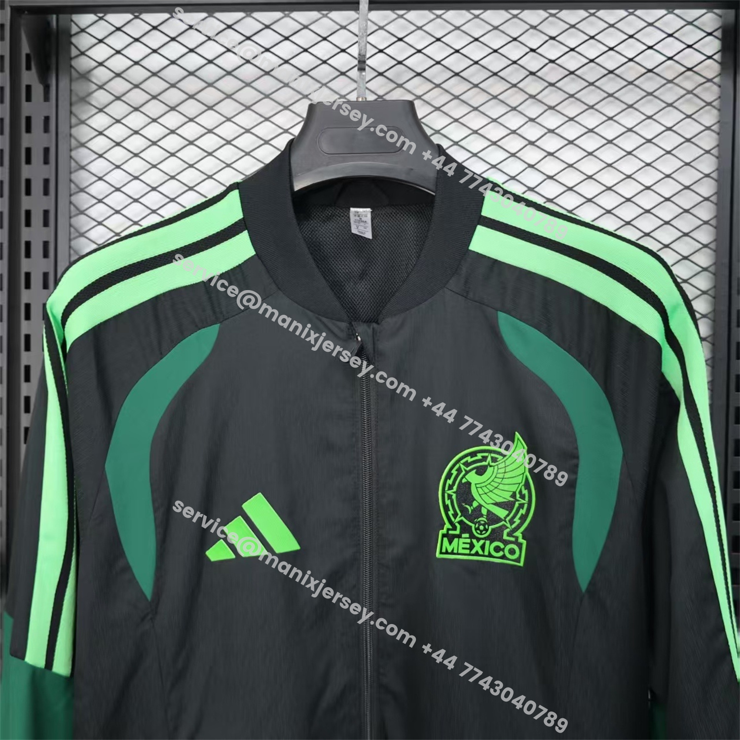 ManixJersey.com | Mexico 25-26 Green And Black Windbreaker Jacket - Deep Green -Customize Name, Number and Patch | Worldwide Shipping