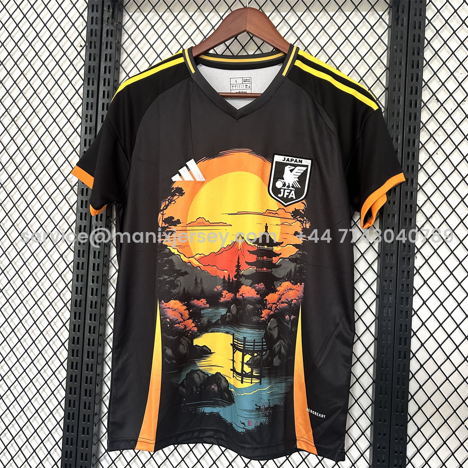 ManixJersey.com | Japan 25-26 Flowing Water In Front Of The Temple At Sunset Black Special Jersey - Fans Version -Customize Name, Number and Patch | Worldwide Shipping