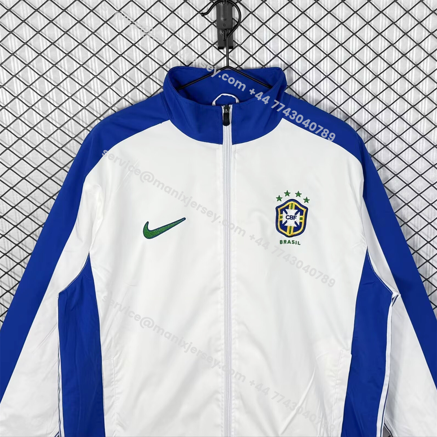 ManixJersey.com | Retro Brazil 1998 White Windbreaker -Customize Name, Number and Patch | Worldwide Shipping