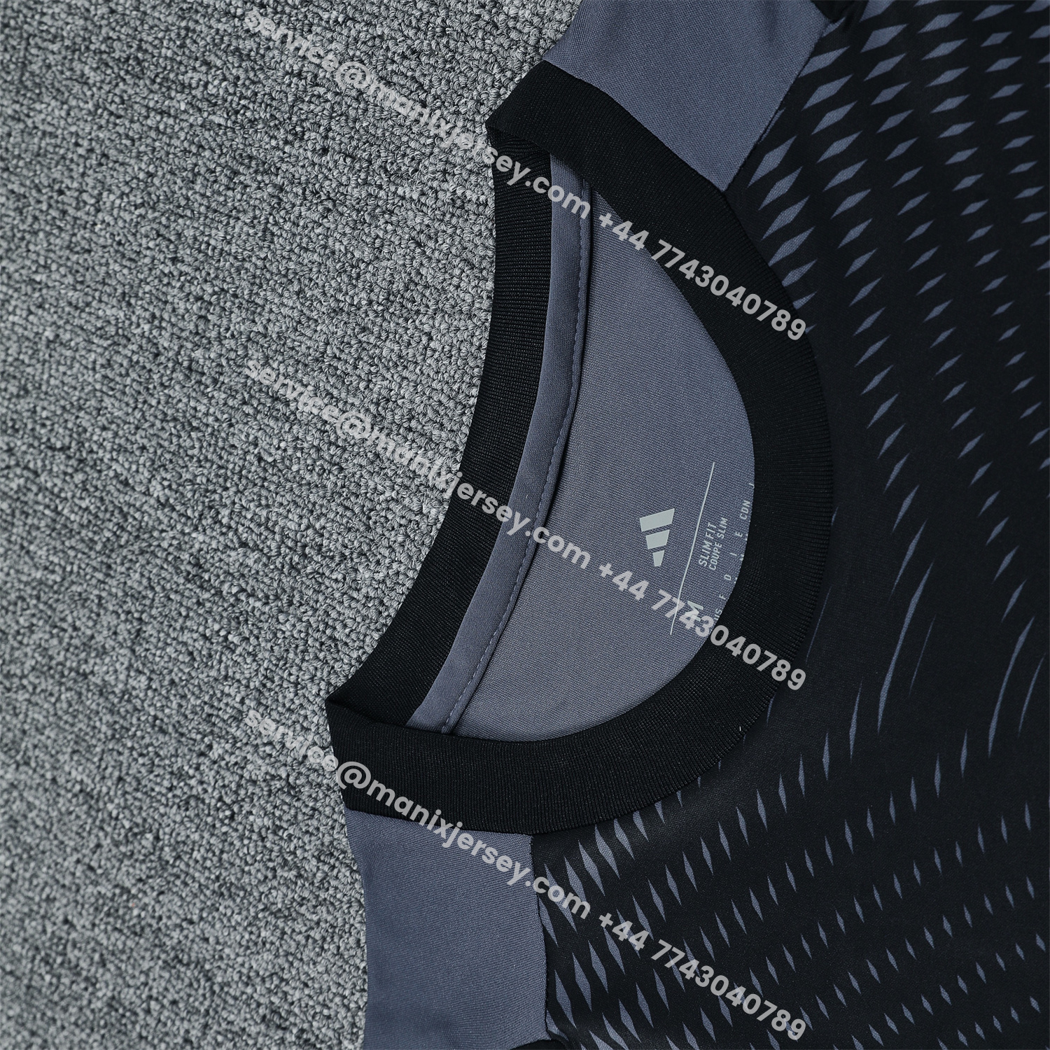 ManixJersey.com | Real Madrid 25-26 Short-Sleeve Training Set - Deep Gray Top & Gray Shorts -Customize Name, Number and Patch | Worldwide Shipping