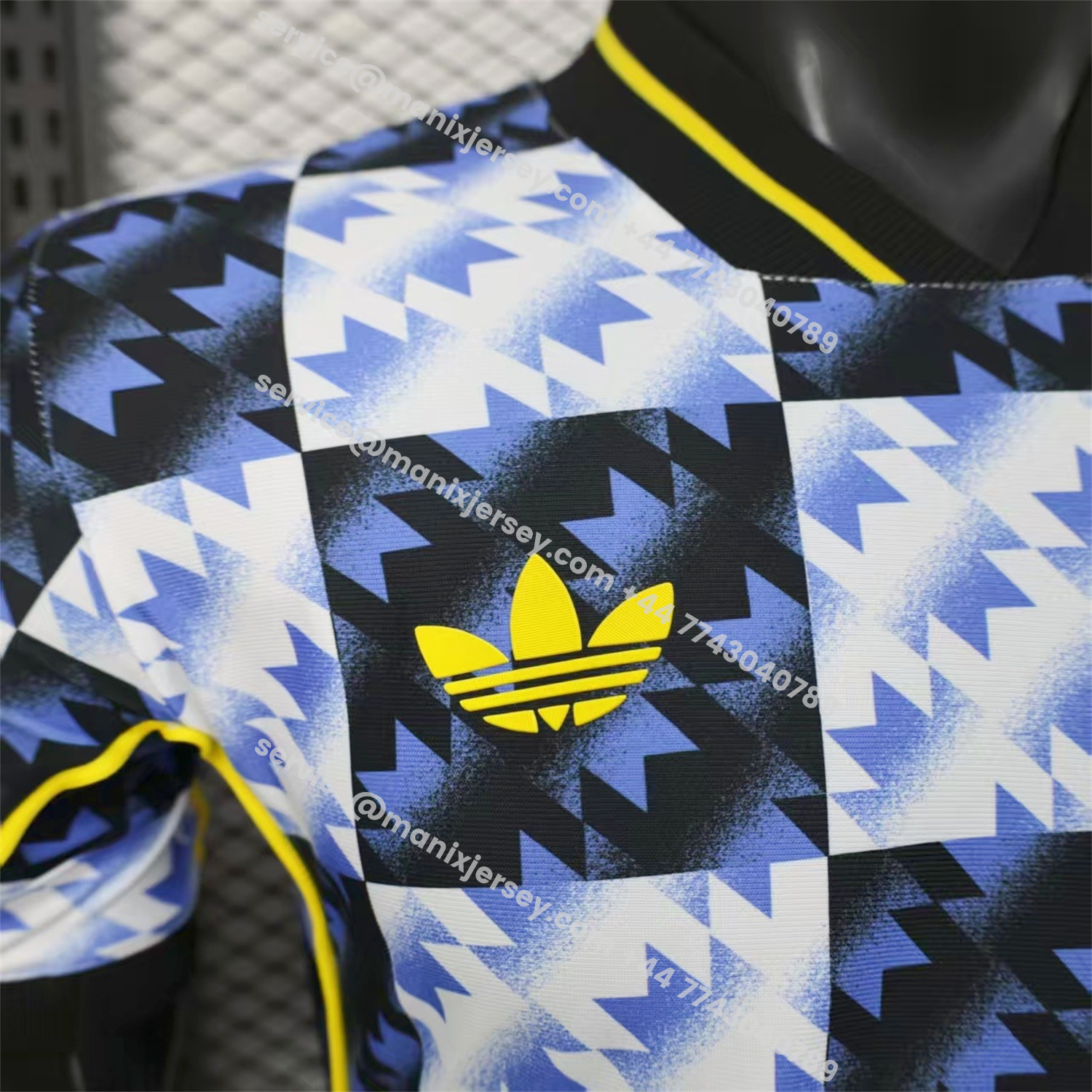 ManixJersey.com | Manchester United 25-26 Blue And Black Checkerboard Special Jersey - Player Version -Customize Name, Number and Patch | Worldwide Shipping