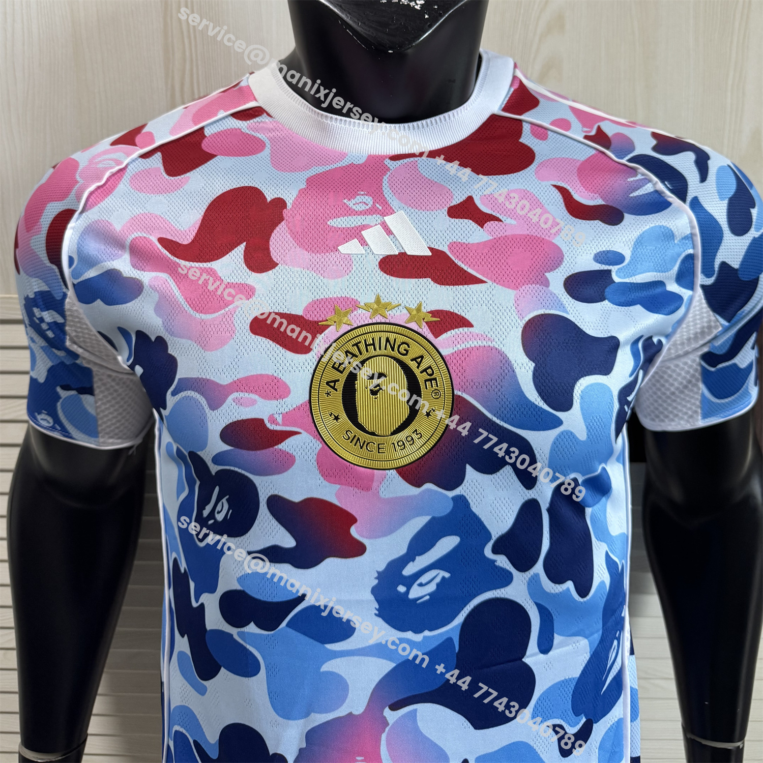 ManixJersey.com | Adidas x A Bathing Ape Pink And Blue Camouflage Special Jersey - Player Version -Customize Name, Number and Patch | Worldwide Shipping