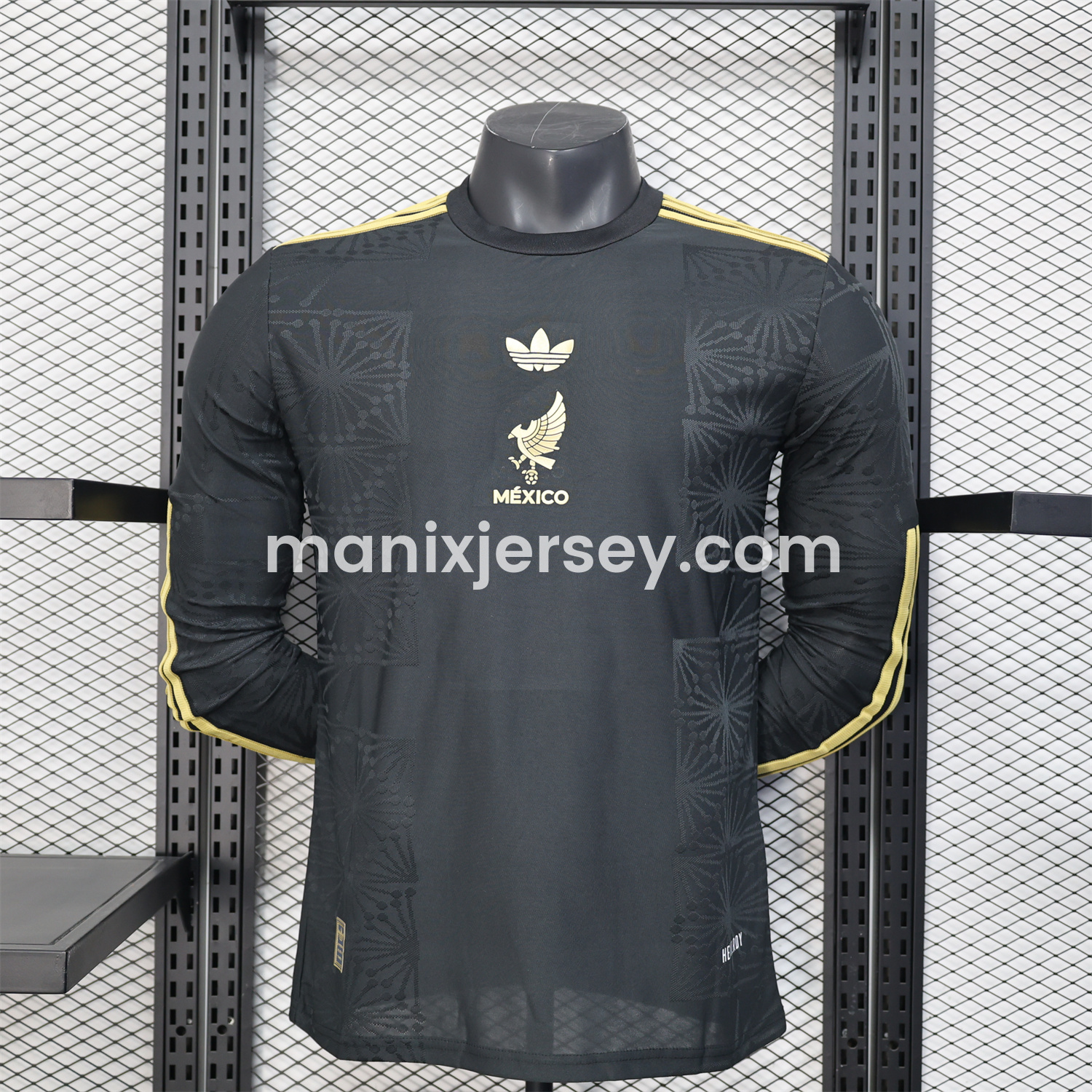ManixJersey.com | Mexico 2025 Gold Cup Black Long Sleeves Jersey - Player Version -Customize Name, Number and Patch | Worldwide Shipping