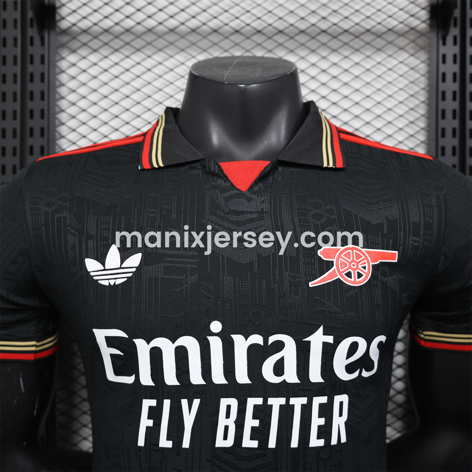 ManixJersey.com | Arsenal 25-26 Black POLO Throwback Trefoil Jersey - Player Version -Customize Name, Number and Patch | Worldwide Shipping