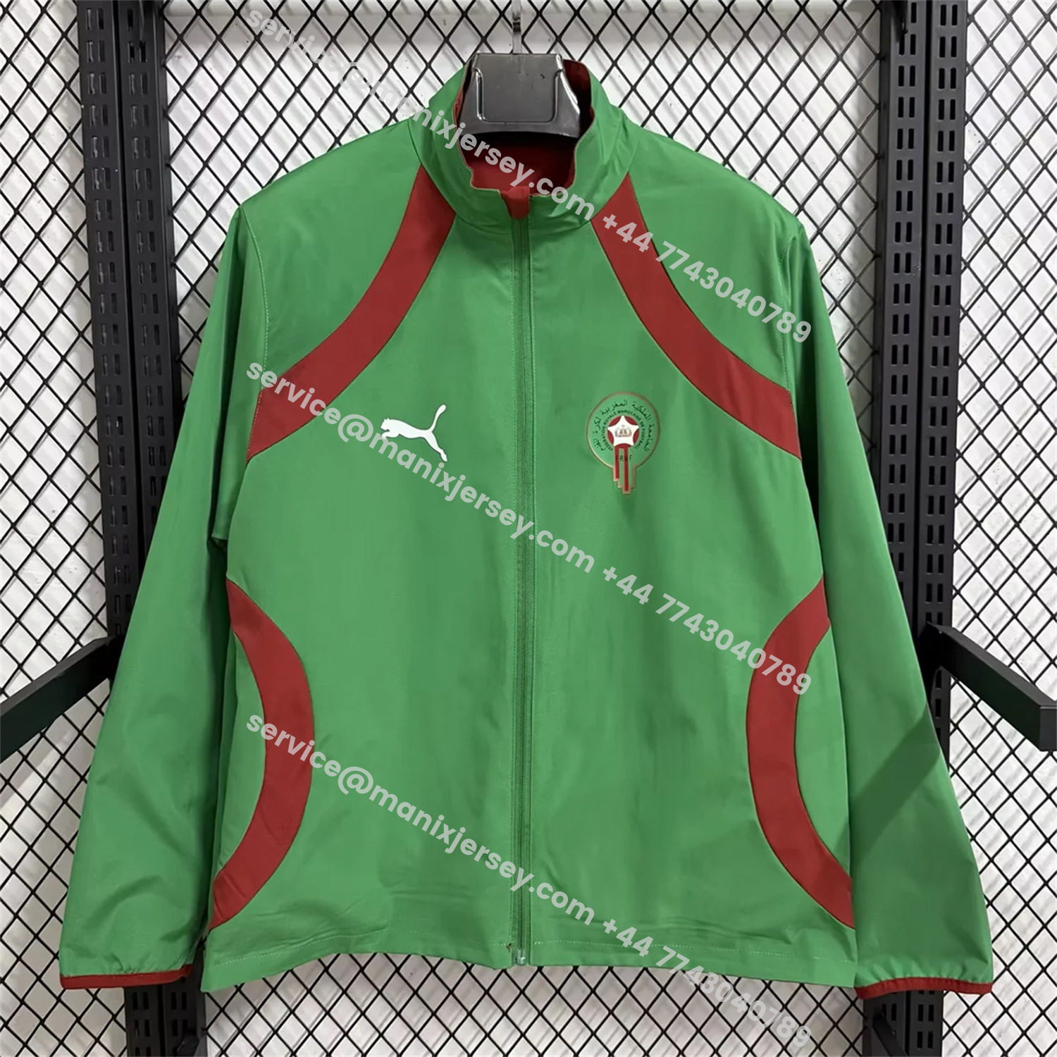 ManixJersey.com | Morocco 2026 Pre-Match Double Sided Reversible Windbreaker - Red -Customize Name, Number and Patch | Worldwide Shipping