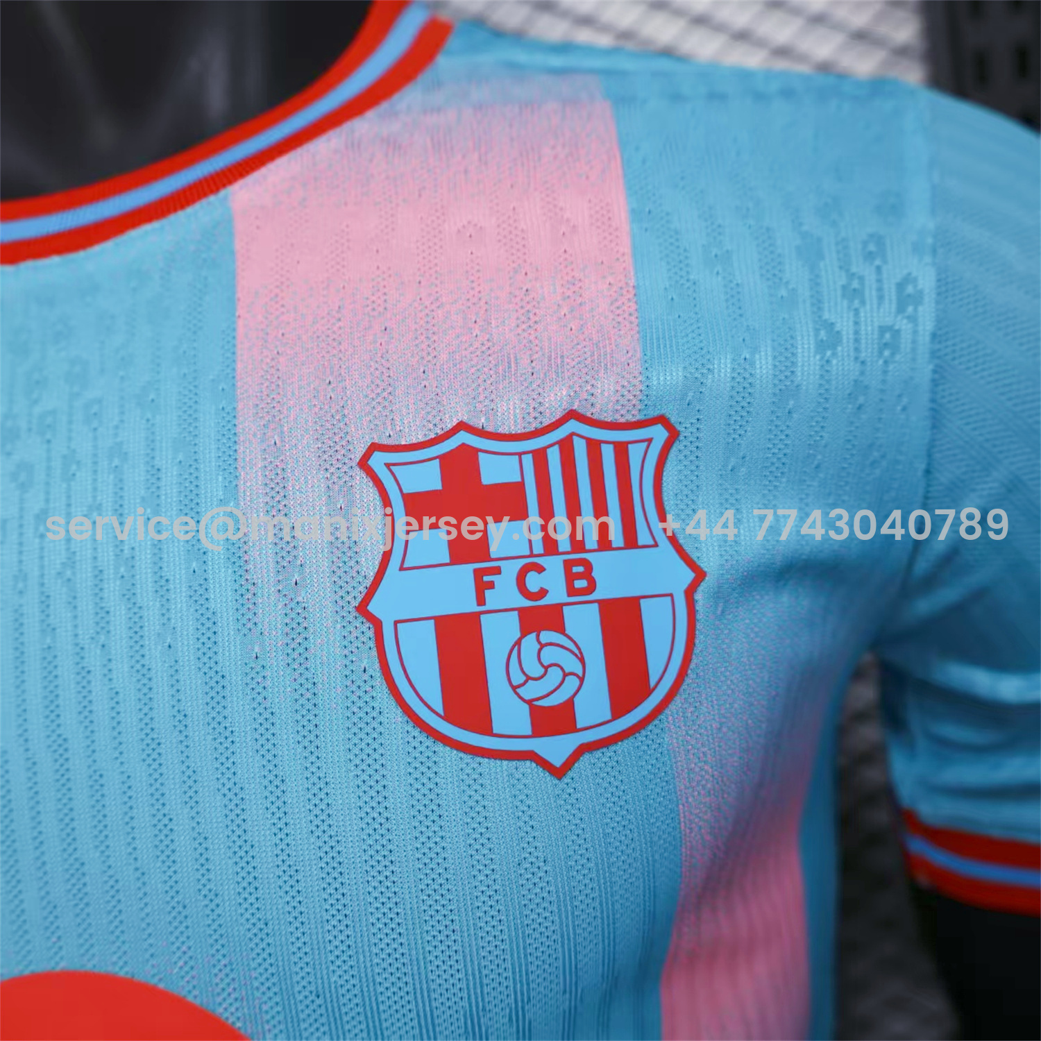 ManixJersey.com | Barcelona 25-26 Orange Logo Pink & Light Blue Special Jersey - Player Version -Customize Name, Number and Patch | Worldwide Shipping