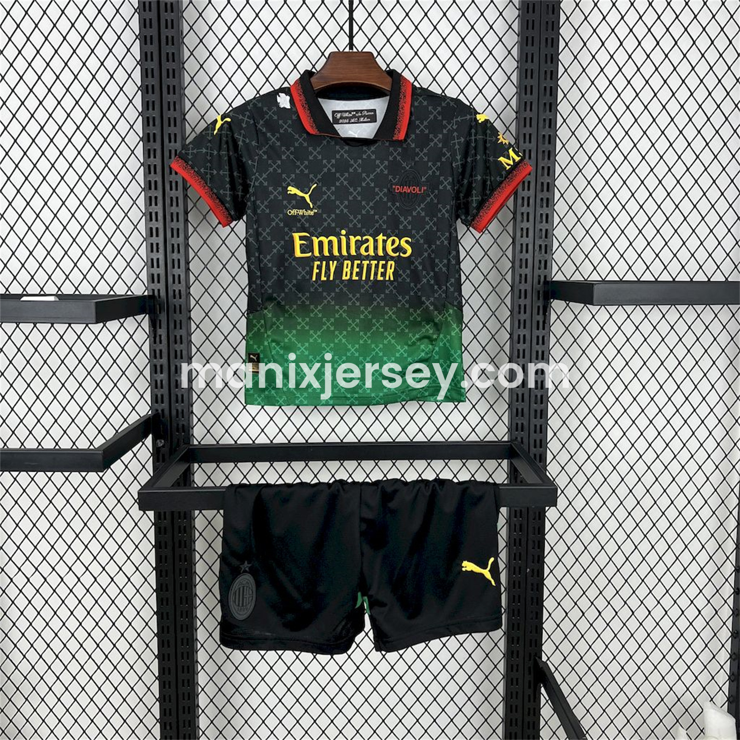ManixJersey.com | AC Milan 24-25 Fourth “Diavoli” Special Edition Kids Kit -Customize Name, Number and Patch | Worldwide Shipping