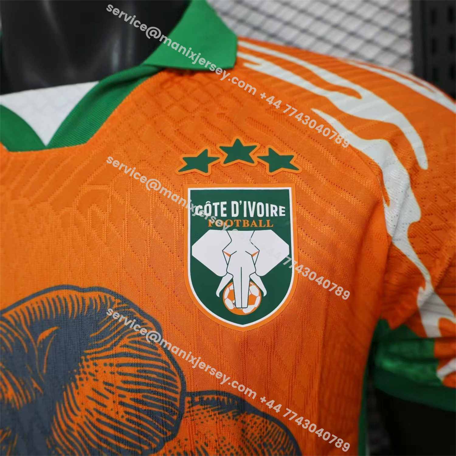 ManixJersey.com | Ivory Coast 25-26 Elephant And Kid Orange Jersey - Player Version -Customize Name, Number and Patch | Worldwide Shipping