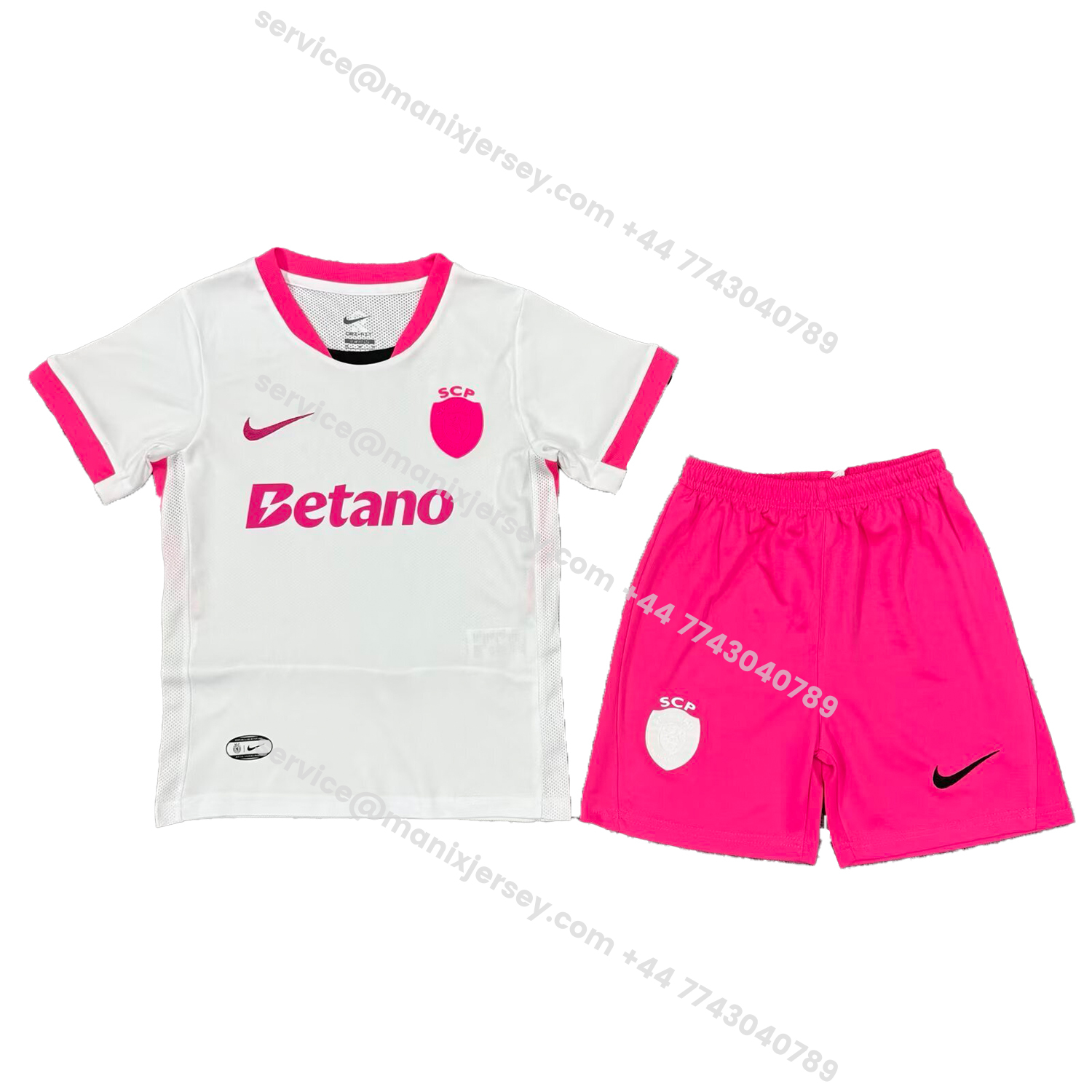 ManixJersey.com | Sporting CP 25-26 Pink And White Special Kids Kit -Customize Name, Number and Patch | Worldwide Shipping