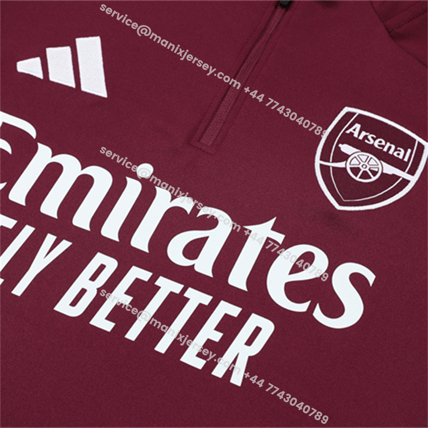 ManixJersey.com | Arsenal 25-26 Long Sleeve Training Set - Wine Red Top & Grey Pants -Customize Name, Number and Patch | Worldwide Shipping