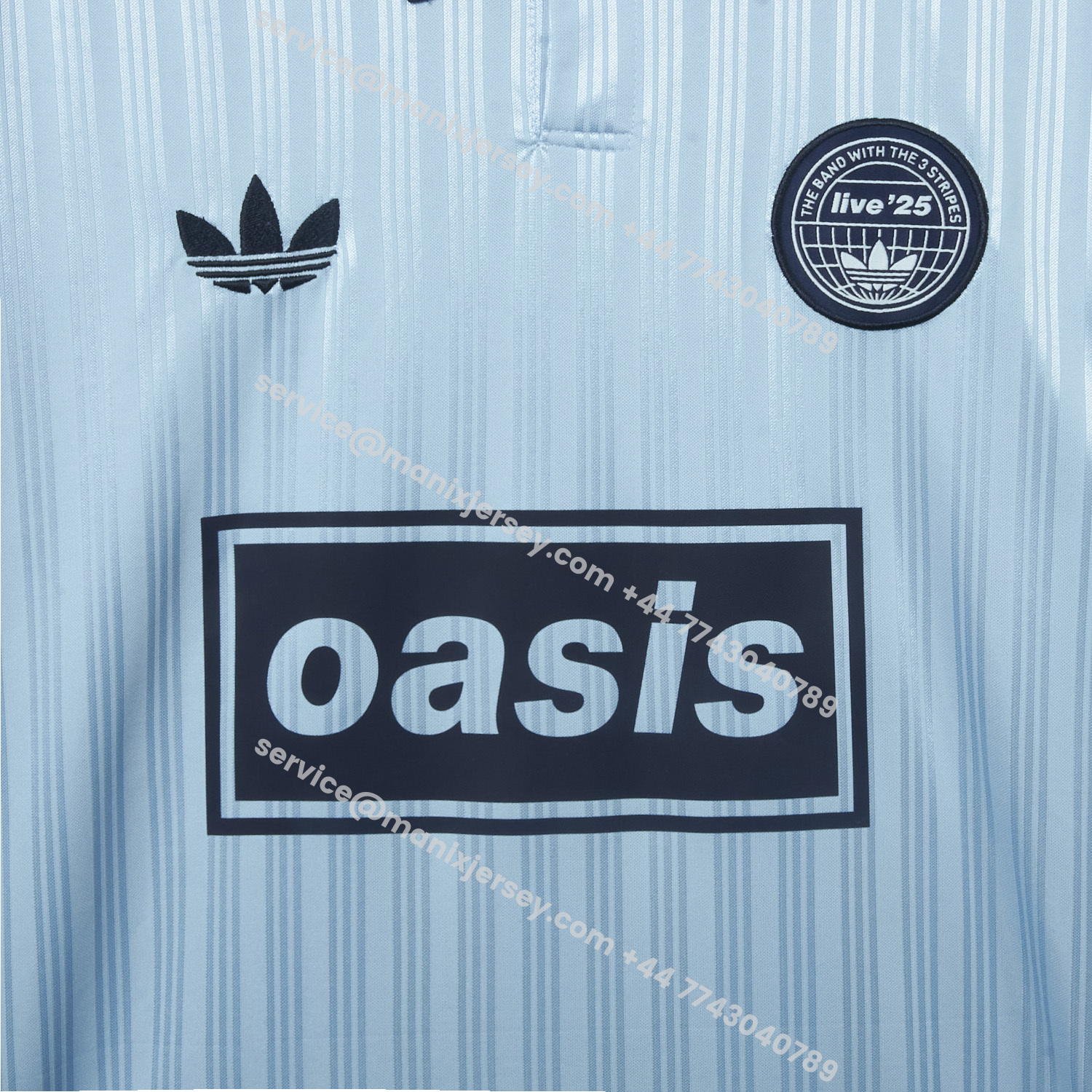 ManixJersey.com | Bohemian 25-26 Oasis Originals Tour Light Blue Jersey With Number 25 - Fans Version -Customize Name, Number and Patch | Worldwide Shipping