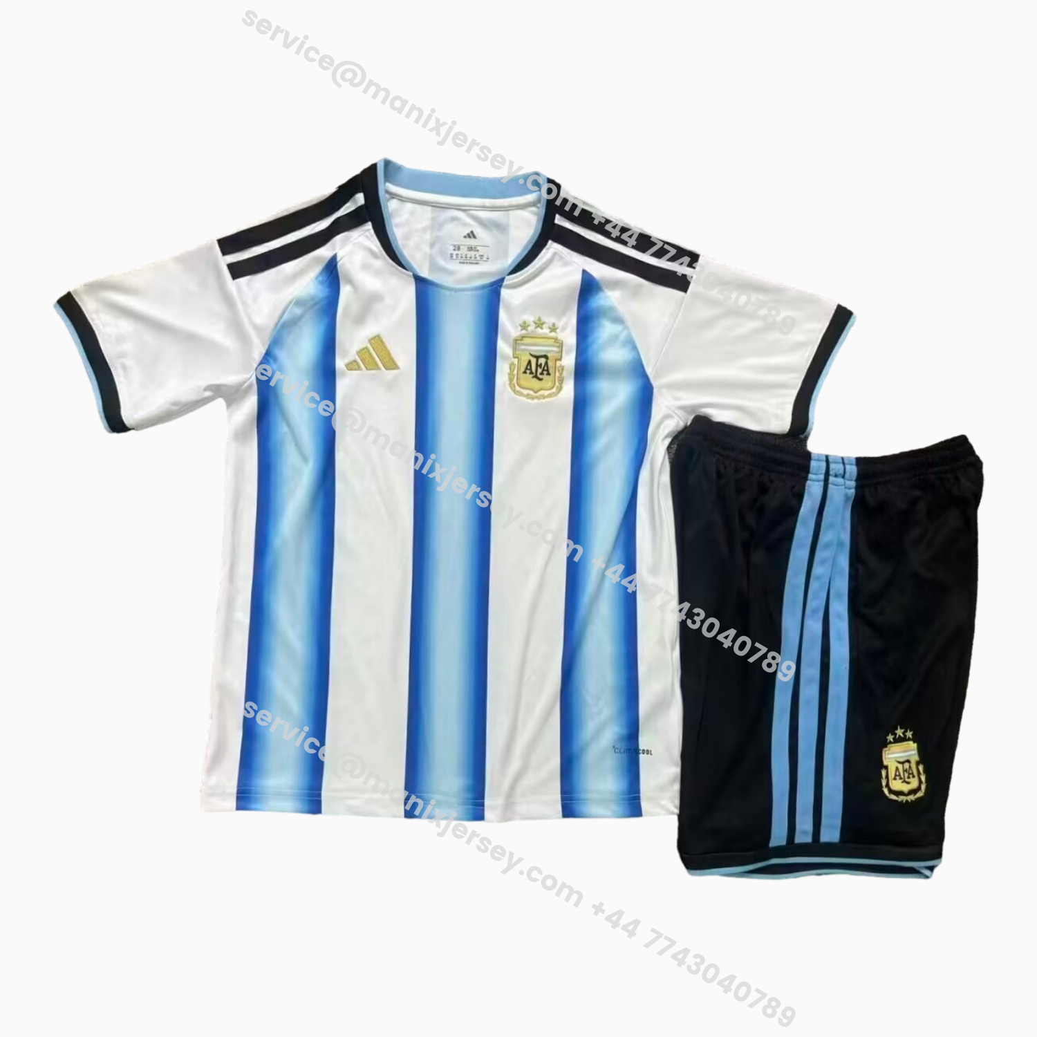 ManixJersey.com | Argentina 25-26 Home (Informal-release Version) Kids Kit -Customize Name, Number and Patch | Worldwide Shipping