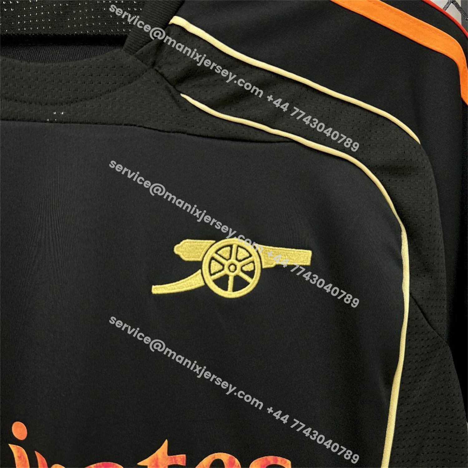 ManixJersey.com | Arsenal 25-26 Gold Lines Black Training Jersey - Fans Version -Customize Name, Number and Patch | Worldwide Shipping