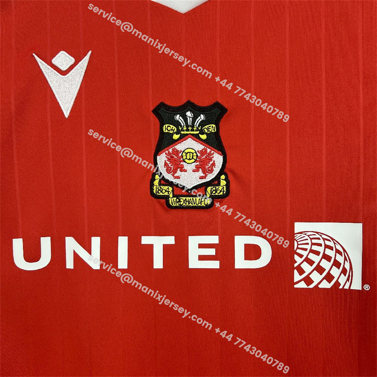 ManixJersey.com | Wrexham 25-26 Home Jersey - Fans Version -Customize Name, Number and Patch | Worldwide Shipping