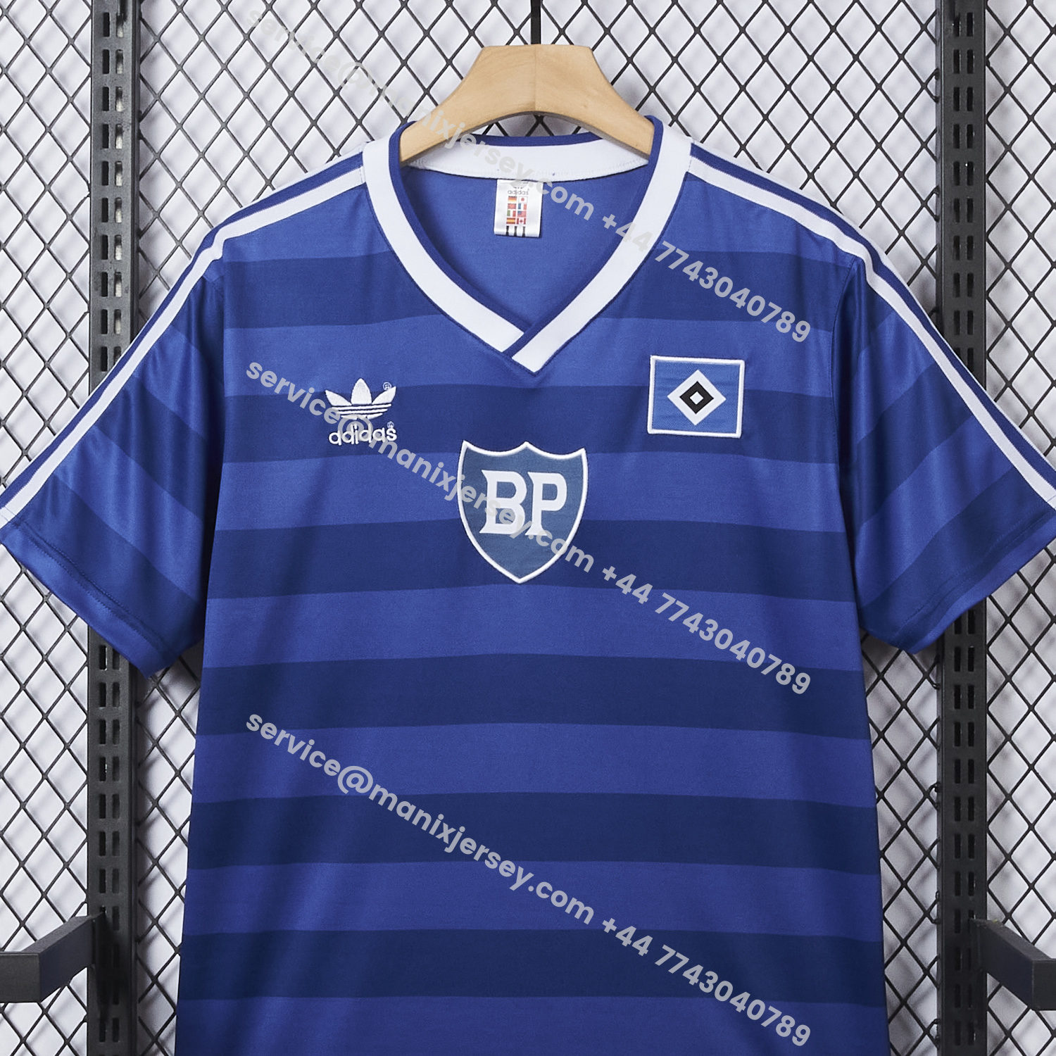 ManixJersey.com | Retro Hamburger SV 1986-87 Away Blue Jersey -Customize Name, Number and Patch | Worldwide Shipping