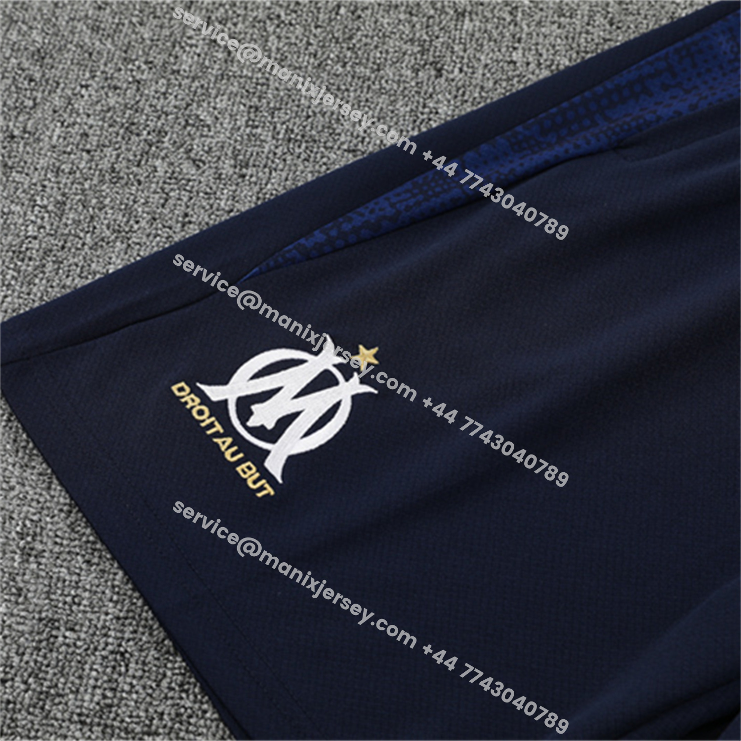 ManixJersey.com | Marseille 25-26 Short-Sleeve Training Set - Royal Blue Top & Royal Blue Shorts -Customize Name, Number and Patch | Worldwide Shipping