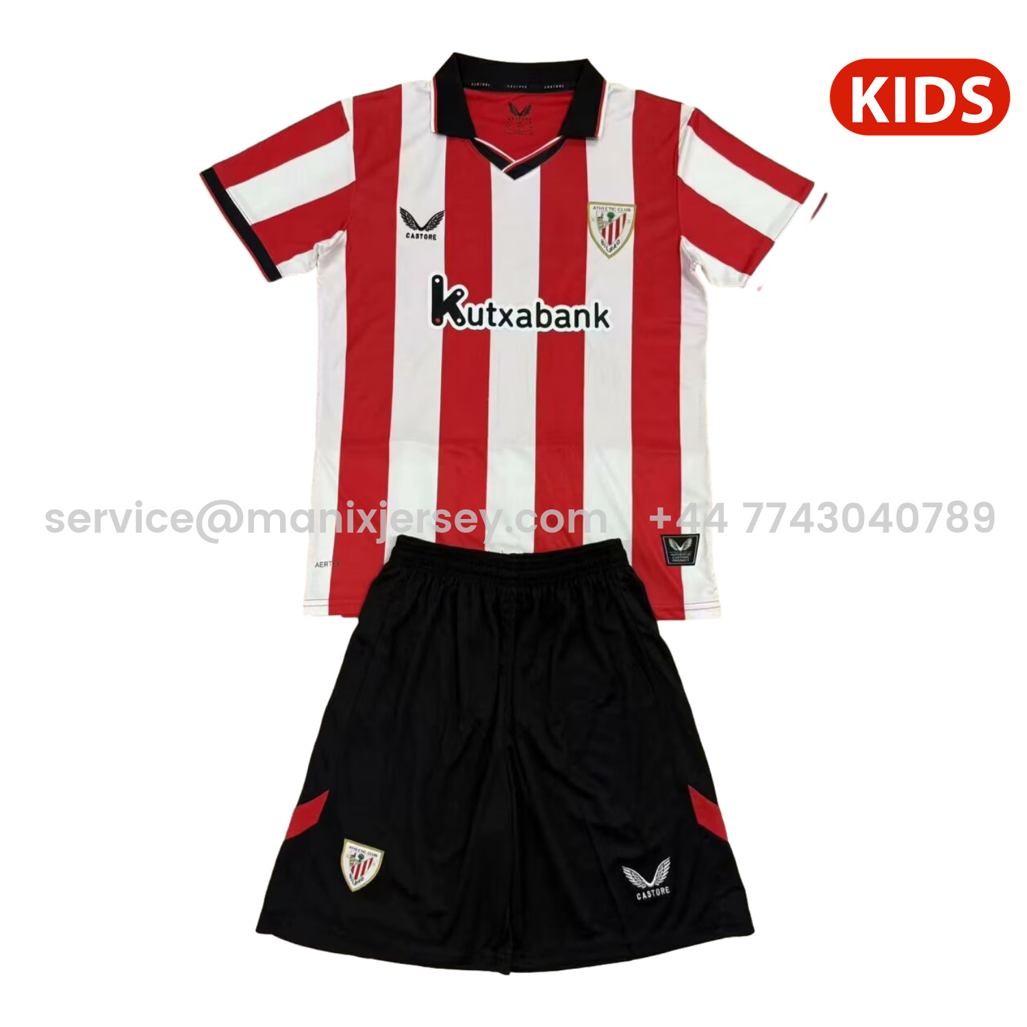 ManixJersey.com | Athletic Bilbao 25-26 Home Kids Kit -Customize Name, Number and Patch | Worldwide Shipping