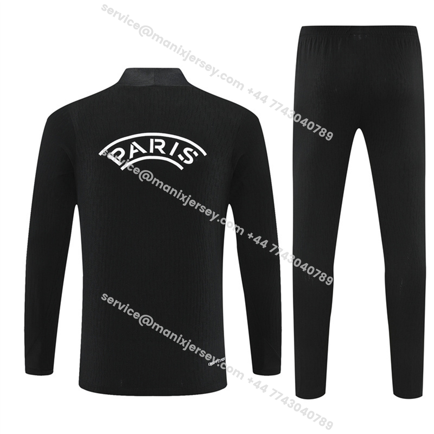 ManixJersey.com | Paris Saint-Germain PSG 25-26 Jordan Long Sleeve Training Set - Pure Black Top & Pants -Customize Name, Number and Patch | Worldwide Shipping
