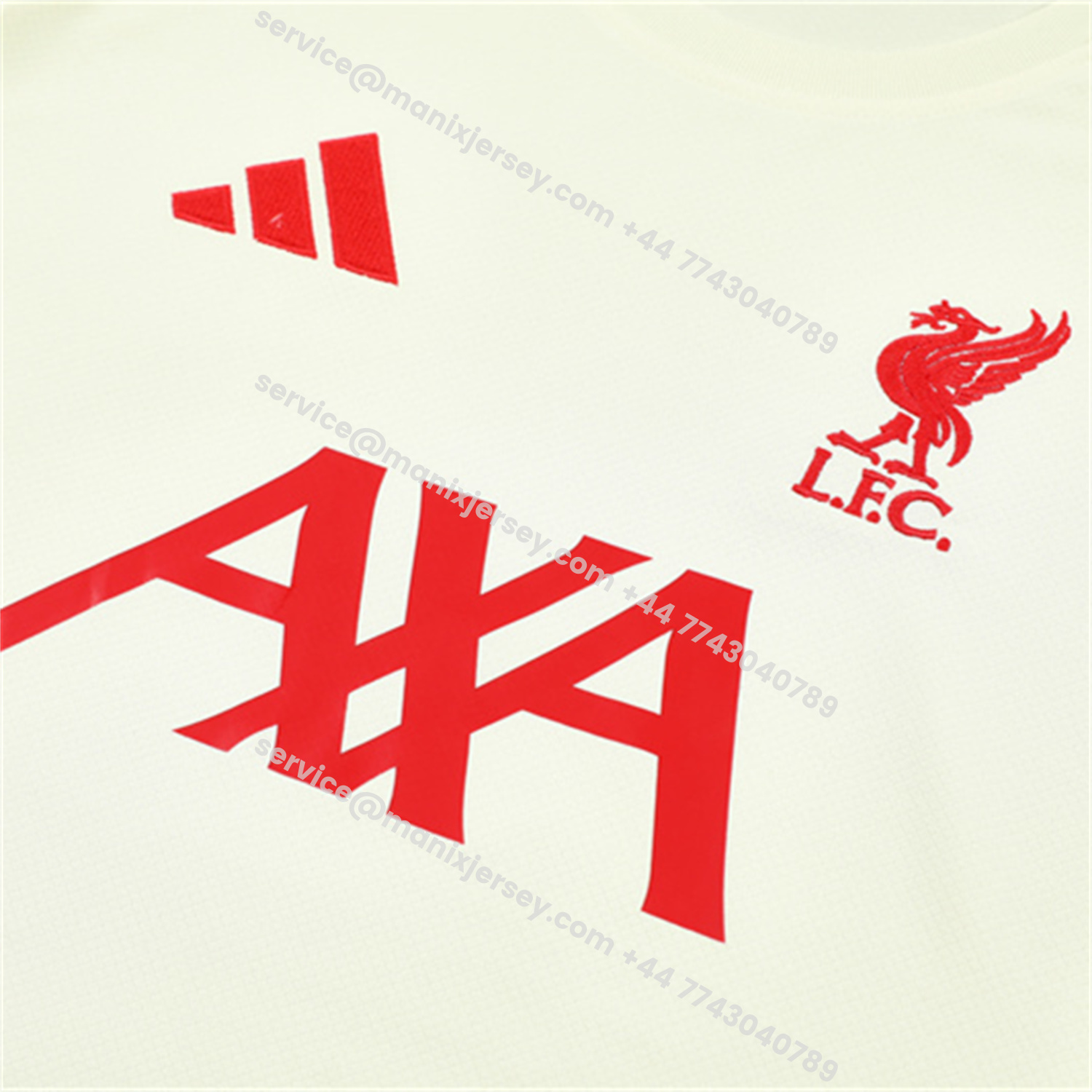 ManixJersey.com | Liver.pool 25-26 Short-Sleeve Training Set Off White Top & Black Shorts -Customize Name, Number and Patch | Worldwide Shipping