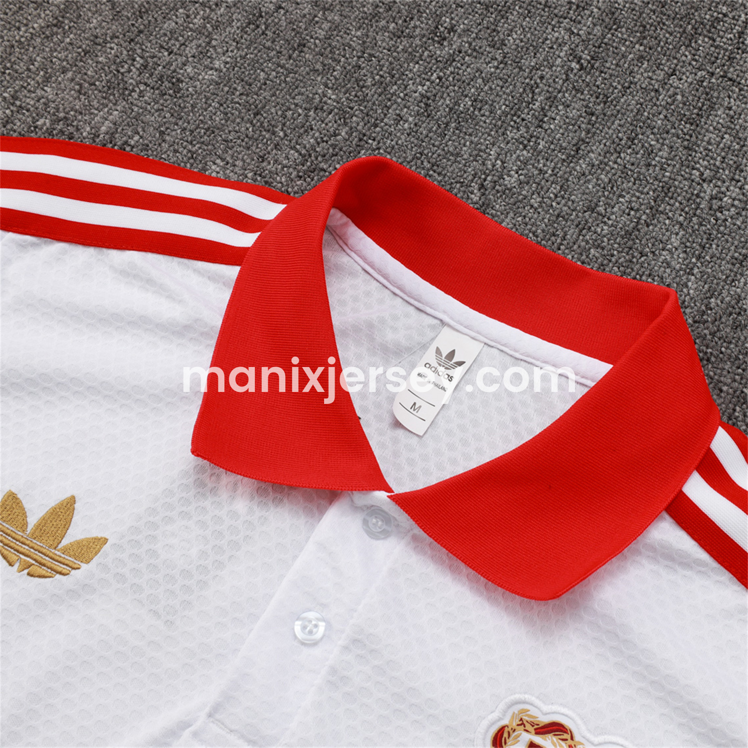 ManixJersey.com | Bayern Munich 2025 125th Anniversary POLO Short-Sleeve Training Set - White Top and Pants -Customize Name, Number and Patch | Worldwide Shipping