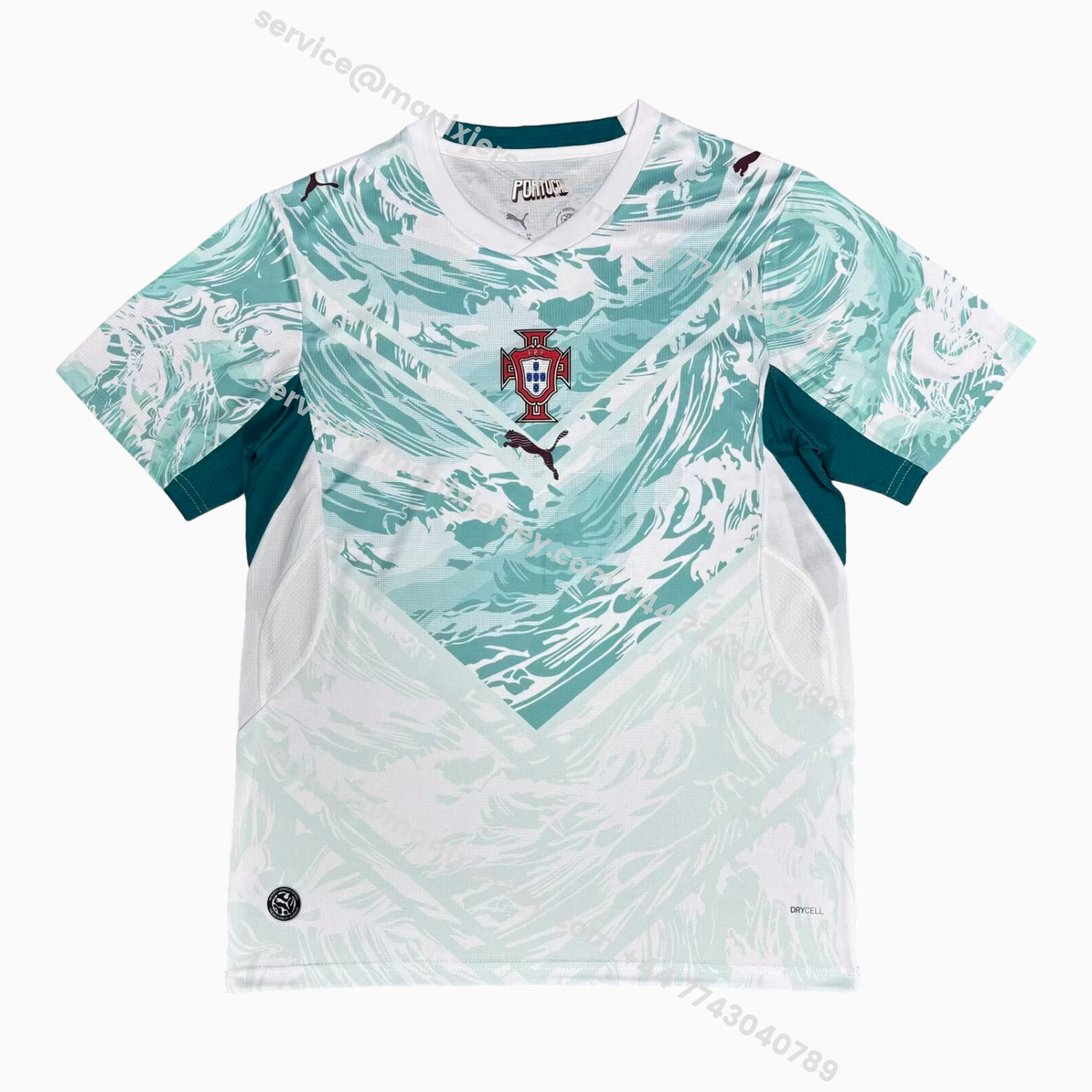 ManixJersey.com | Portugal 2026 Away White And Cyan Jersey - Fans Version -Customize Name, Number and Patch | Worldwide Shipping