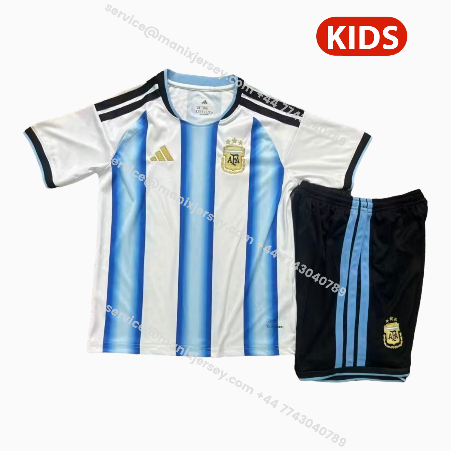 ManixJersey.com | Argentina 25-26 Home (Informal-release Version) Kids Kit -Customize Name, Number and Patch | Worldwide Shipping