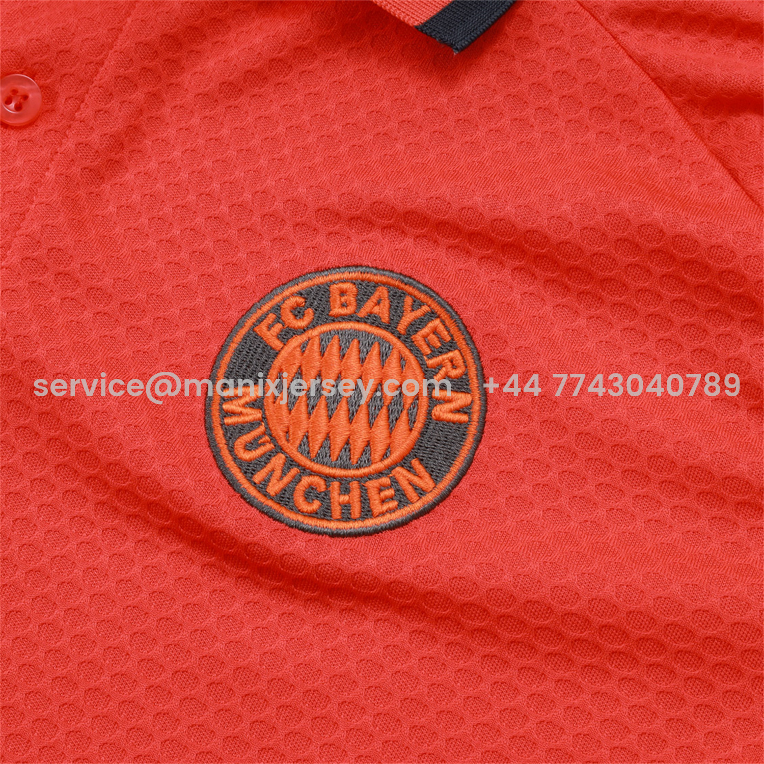 ManixJersey.com | Bayern Munich 25-26 POLO Short-Sleeve Training Set - Orange Top and Deep Grey Pants -Customize Name, Number and Patch | Worldwide Shipping