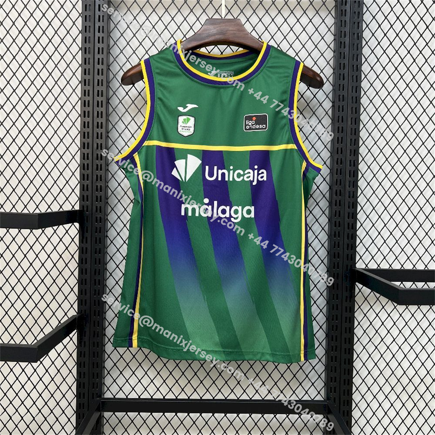 ManixJersey.com | Malaga 25-26 Green Basketball Training Vest - Fans Version -Customize Name, Number and Patch | Worldwide Shipping