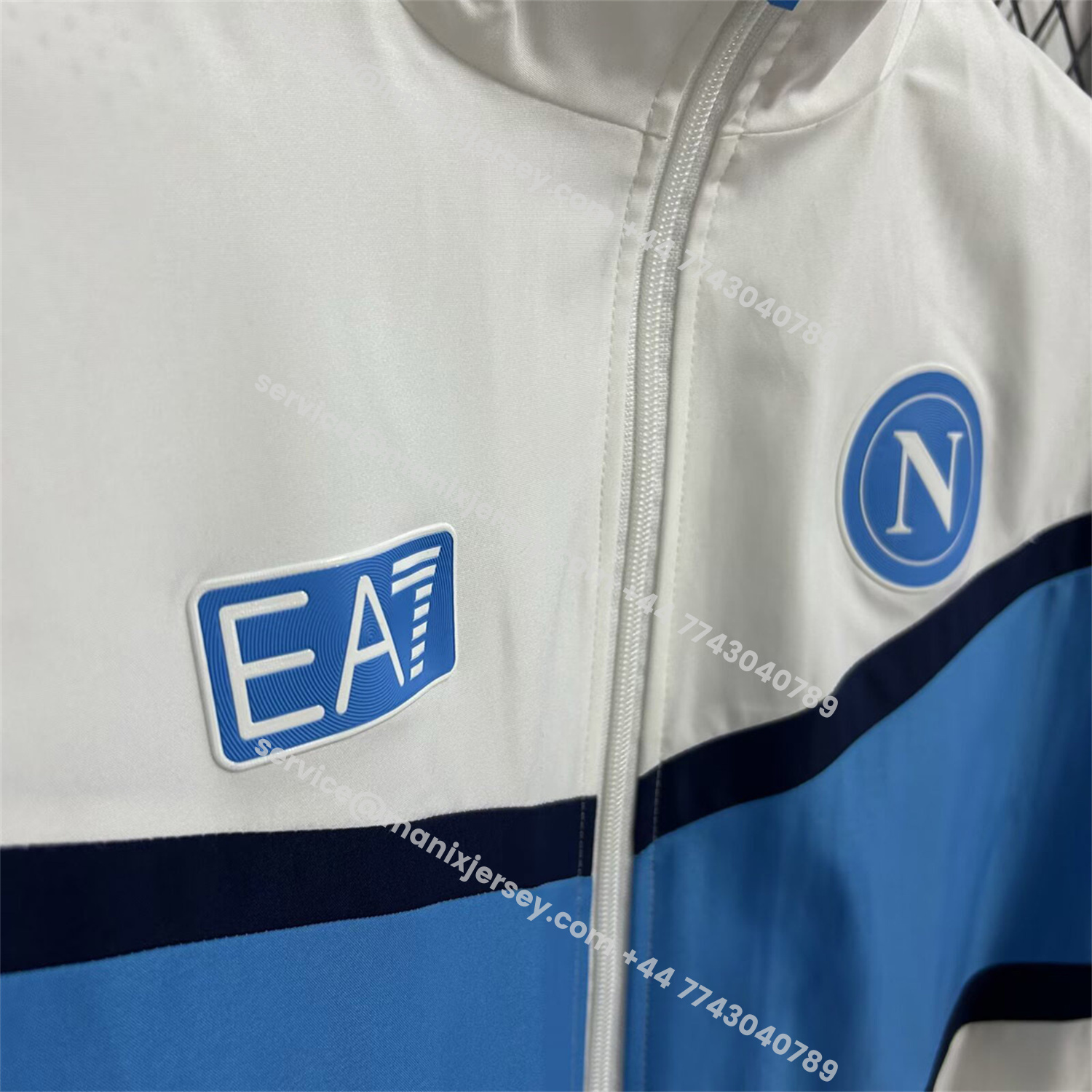 ManixJersey.com | Napoli 25-26 Windbreaker Jacket - White And Blue -Customize Name, Number and Patch | Worldwide Shipping